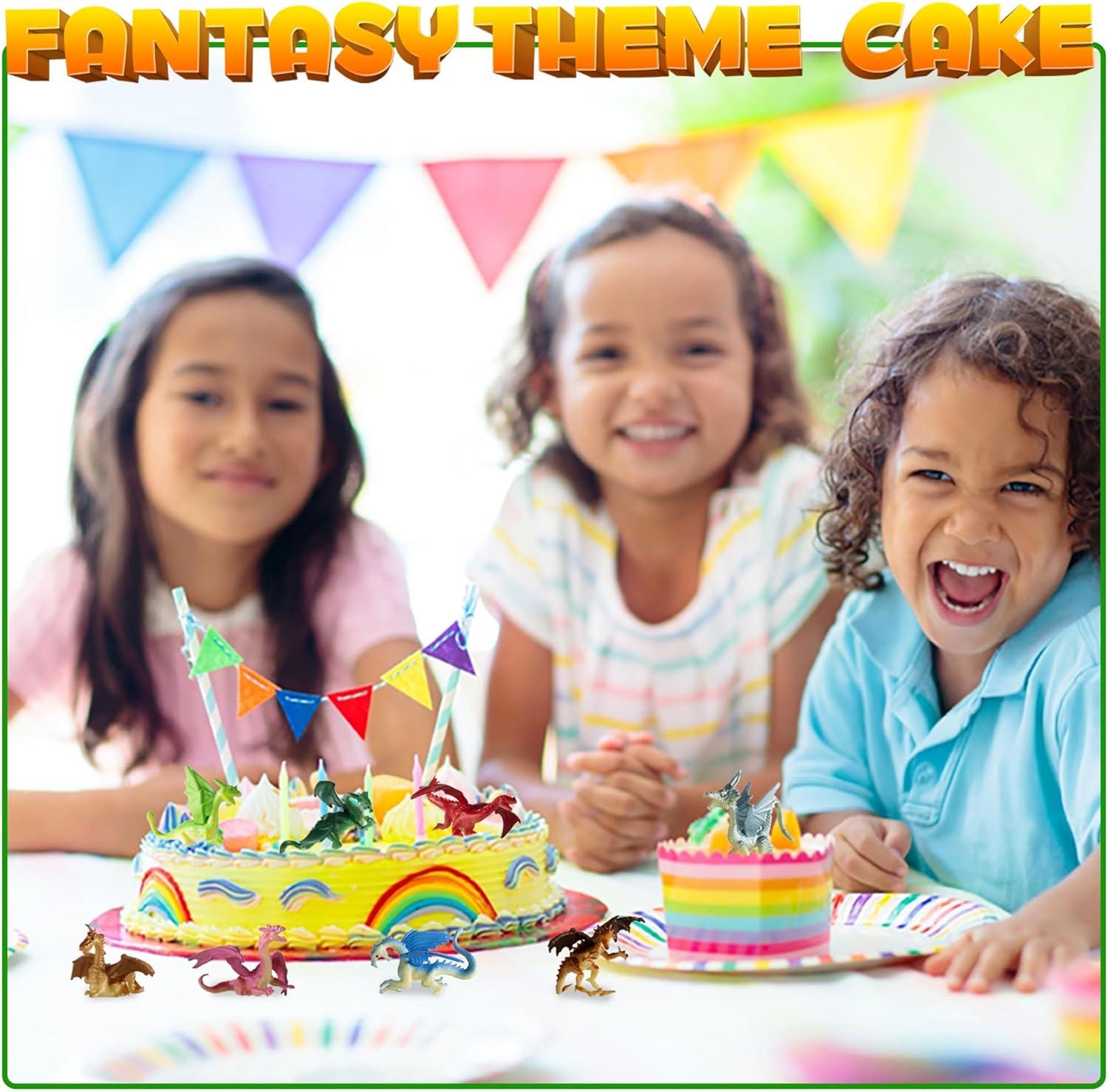 Mini Dragon Toy Figures - (Pack of 36) 2 Inch Plastic Rubbery Dragon Figurines in Assorted Colors and Styles - Kids Toys for Birthday Party Favors, Decorations, Cupcake Toppers and Piñatas