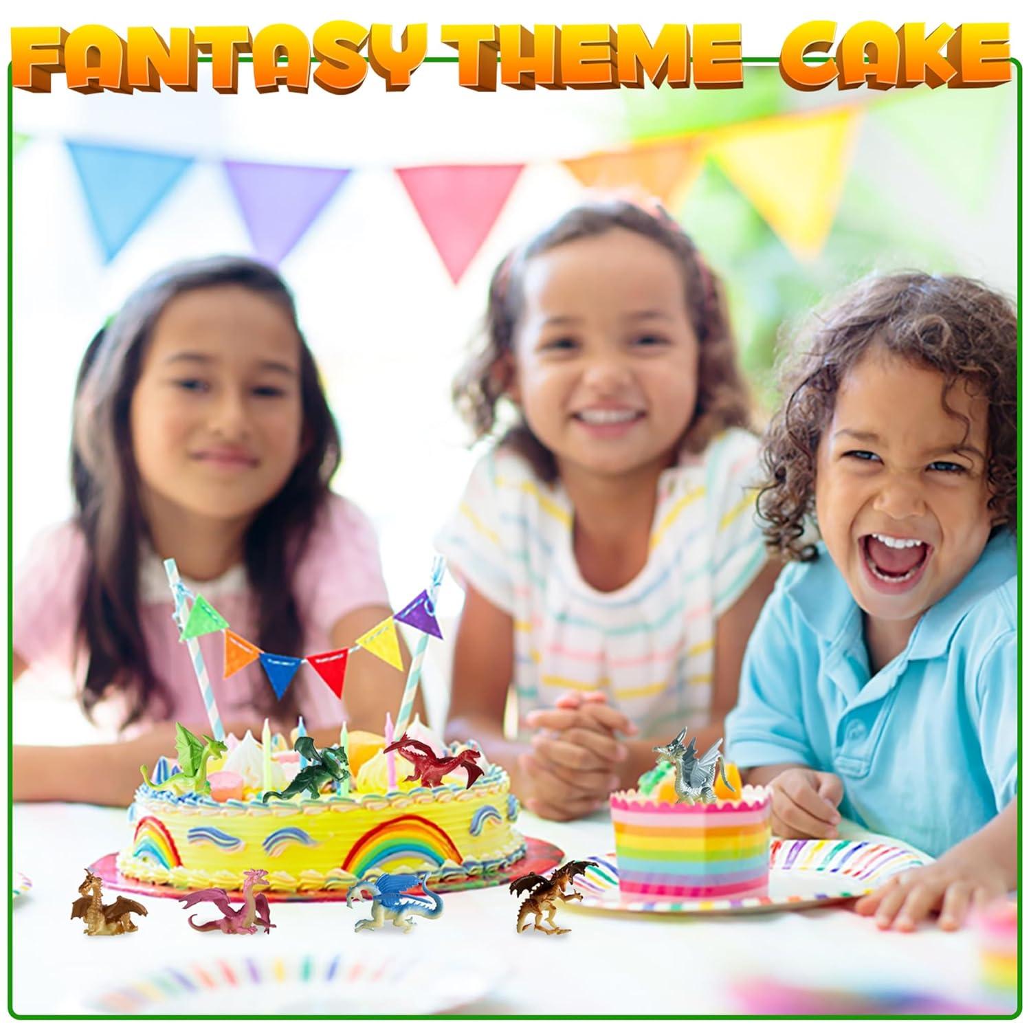 Mini Dragon Toy Figures - (Pack of 36) 2 Inch Plastic Rubbery Dragon Figurines in Assorted Colors and Styles - Kids Toys for Birthday Party Favors, Decorations, Cupcake Toppers and Piñatas