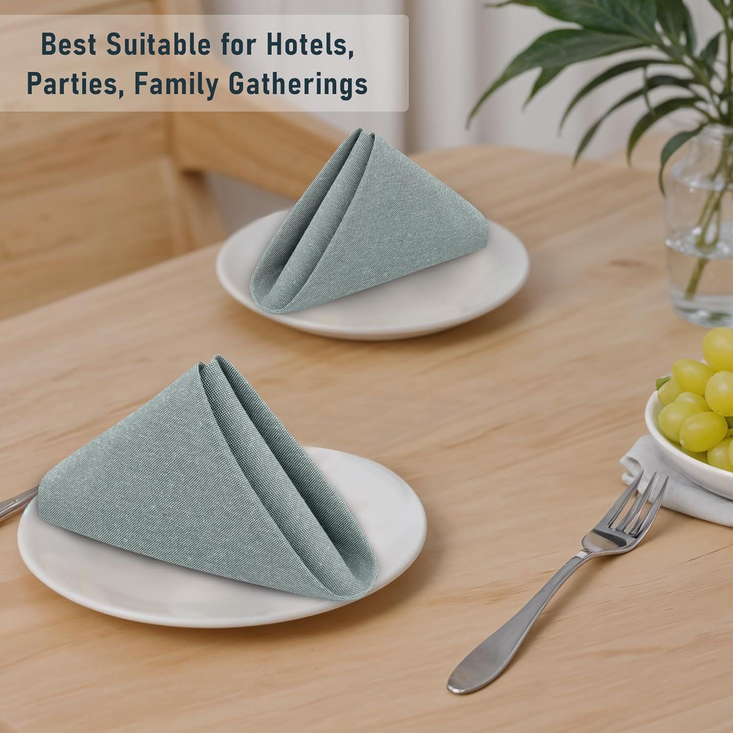 Poly Cotton Square Cloth Napkins Chambray Fabric