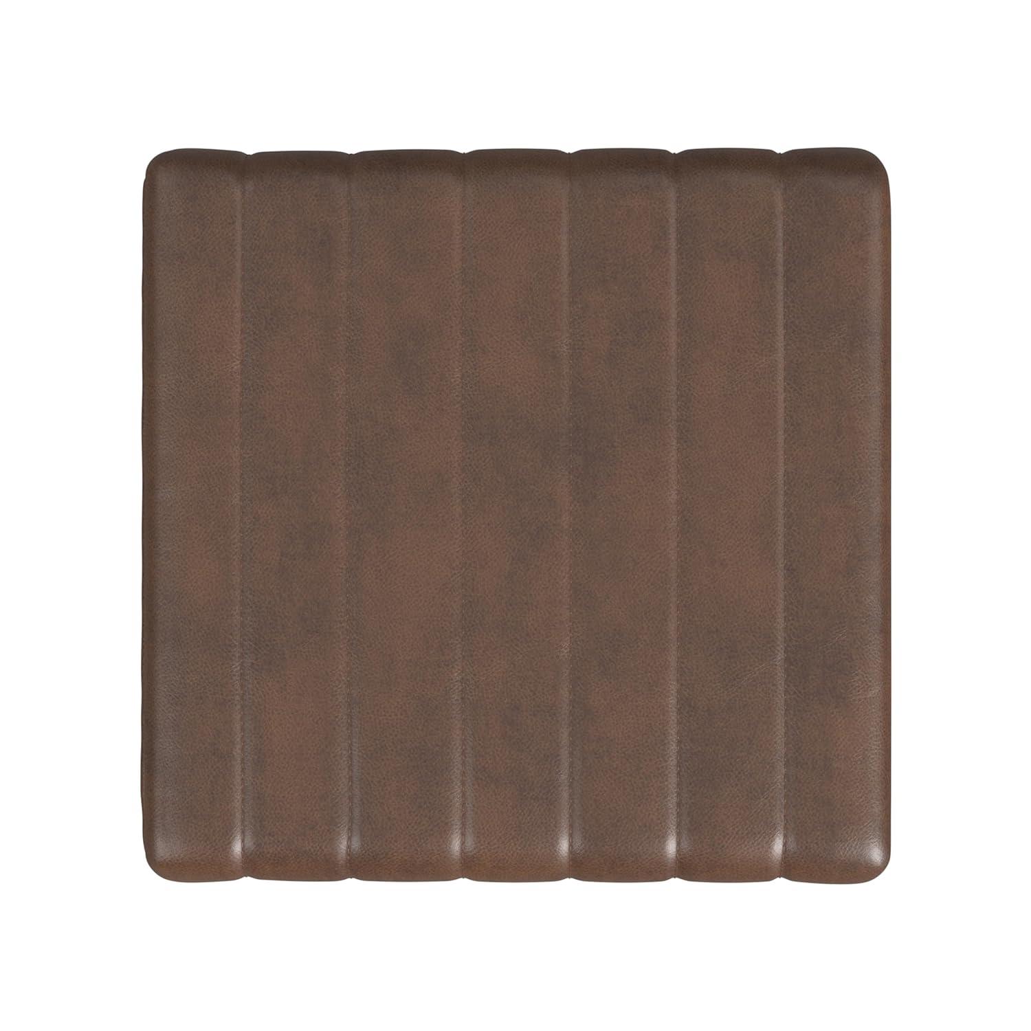 Modern Channel Ottoman Brown - HomePop: Faux Leather, Tufted, No Assembly Required