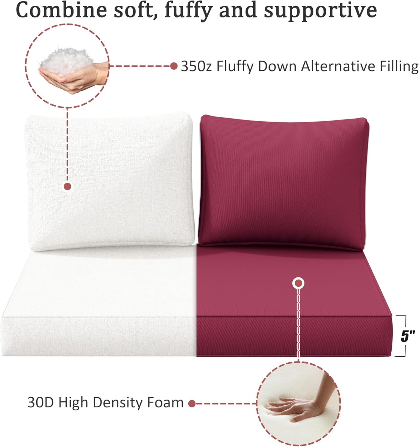 Outdoor Loveseat Cushion Set 46 X 26 Inch Water Repellent & Fadeness Patio Furniture Cushions,Removable Outdoor Couch Cushions with Hidden Zipper & Adjustment Staps for Couch, Bench, and Swing