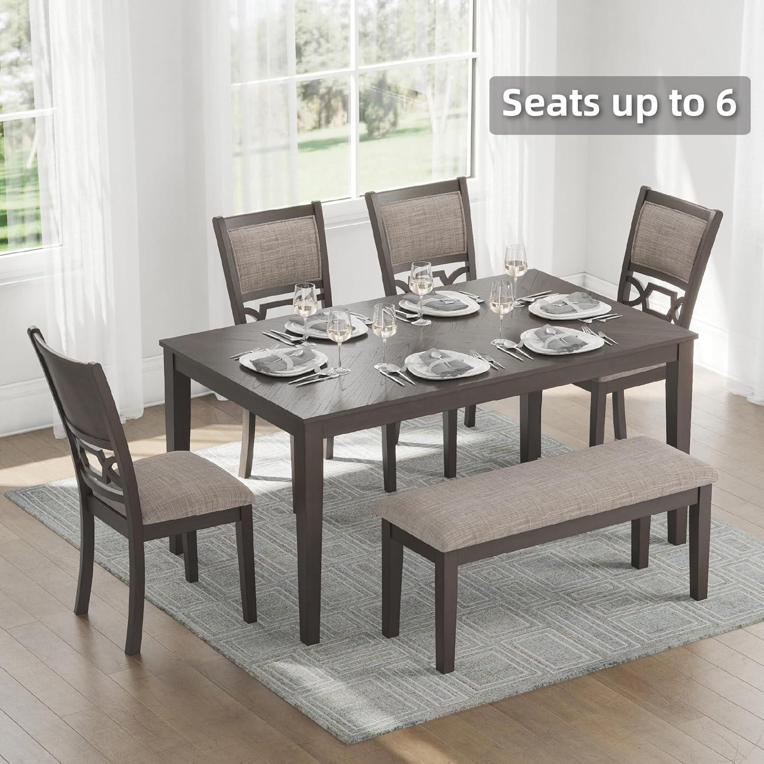 Gray Transitional Rectangular Dining Table Set with 4 Chairs