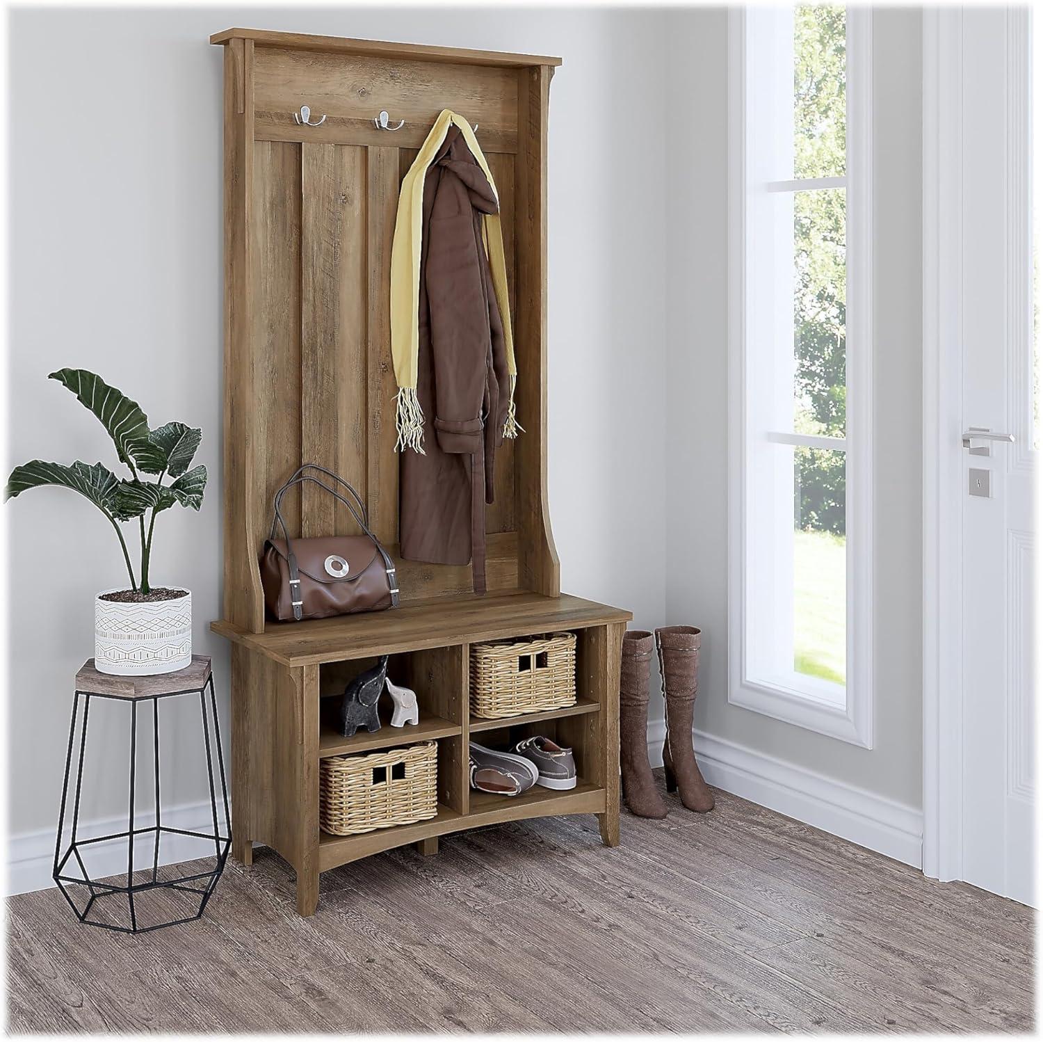 Salinas Reclaimed Pine Hall Tree with Shoe Storage Bench