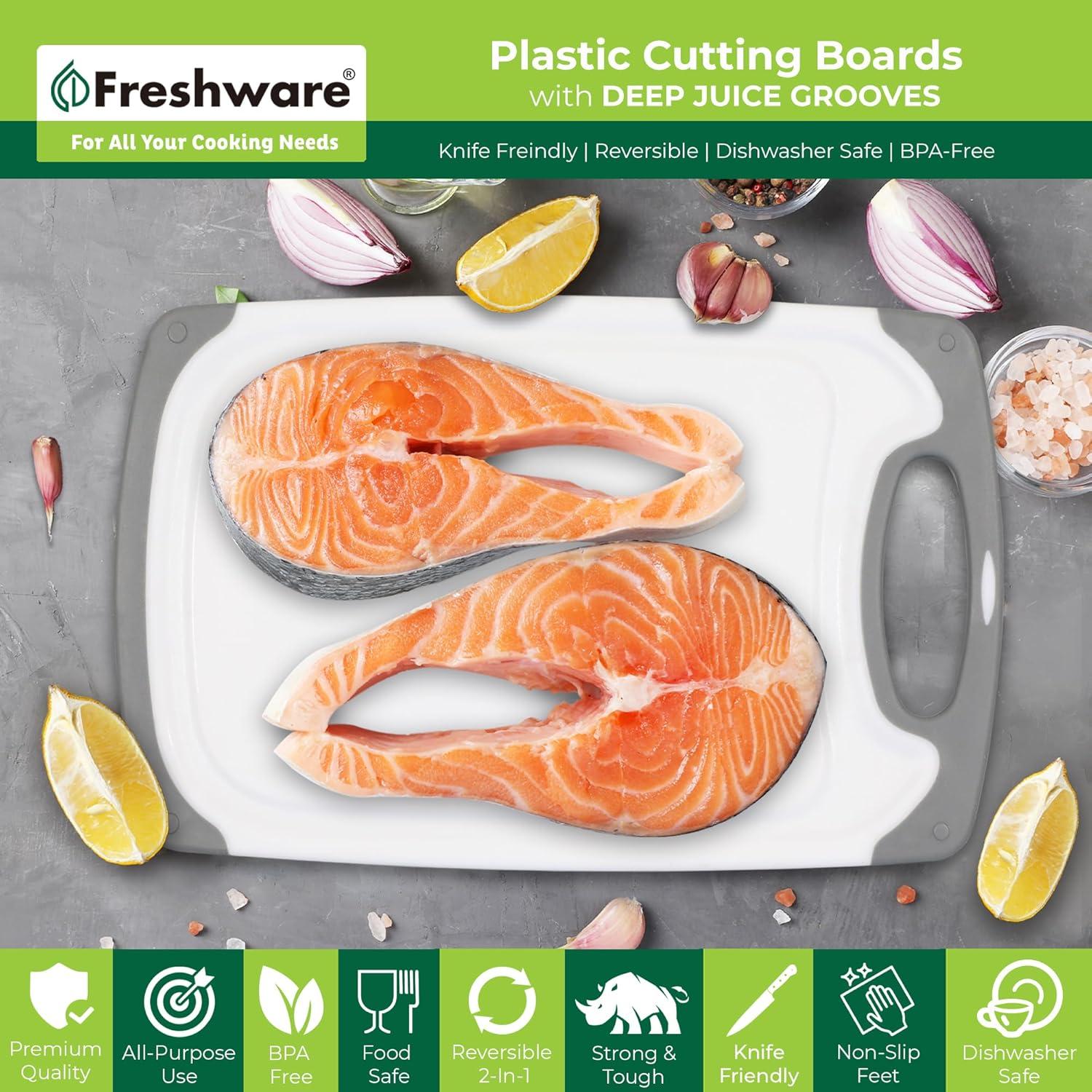 Freshware Plastic Cutting Boards For Kitchen (3-Piece)