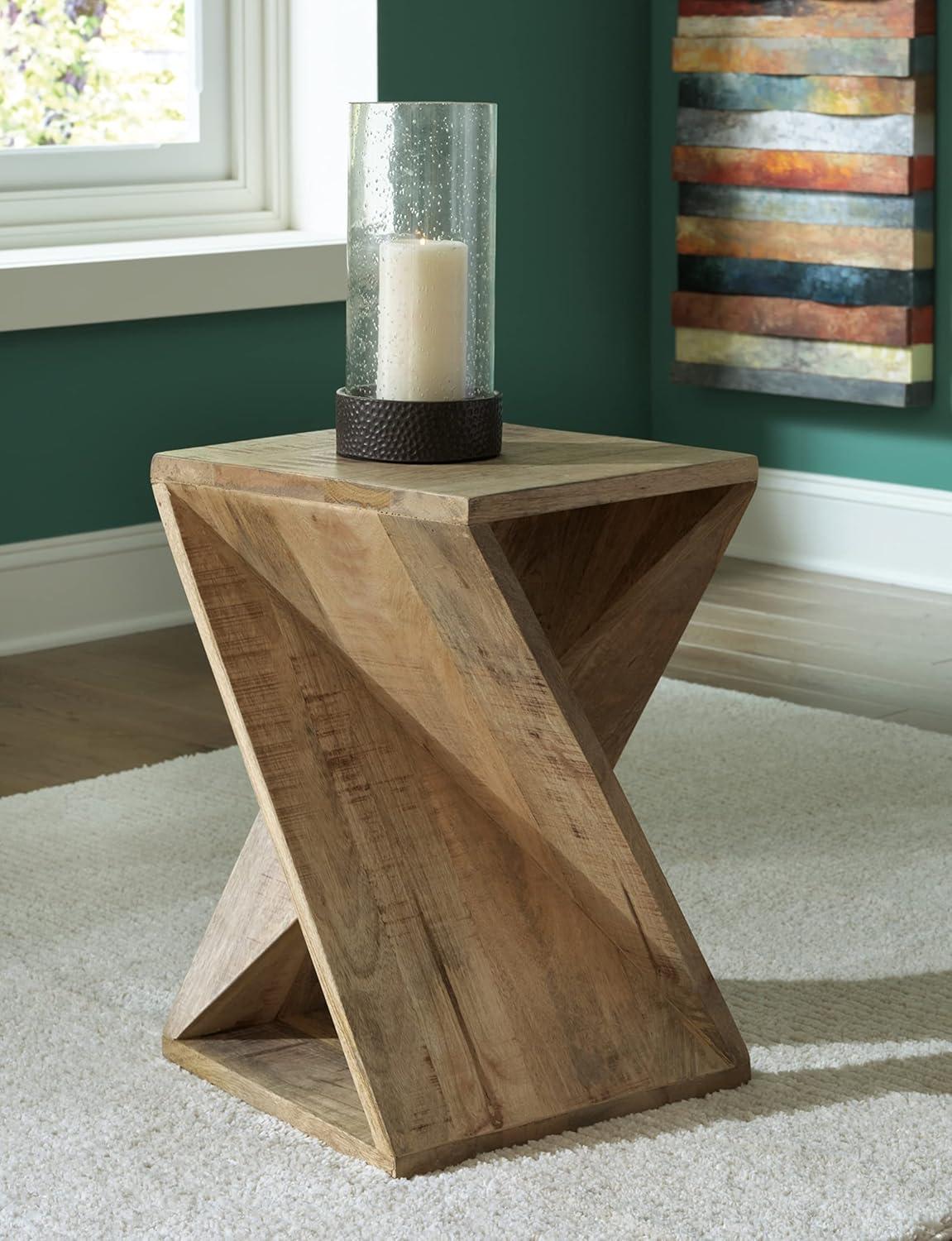 Zalemont Solid Wood Abstract End Table