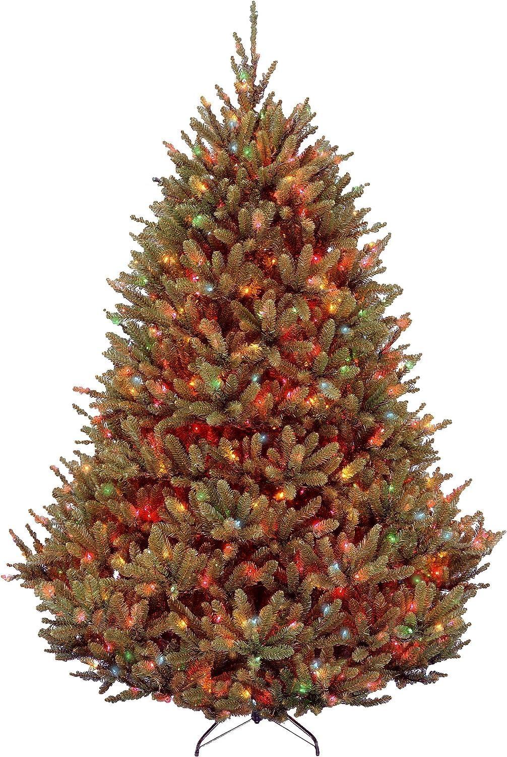 National Tree Company Pre-Lit Artificial Medium Christmas Tree, Green, Natural Fraser Fir, Multicolor Lights, 7.5 Feet