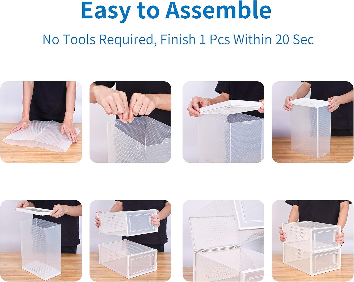 Clear Stackable Plastic Shoe Organizer Boxes for Closet