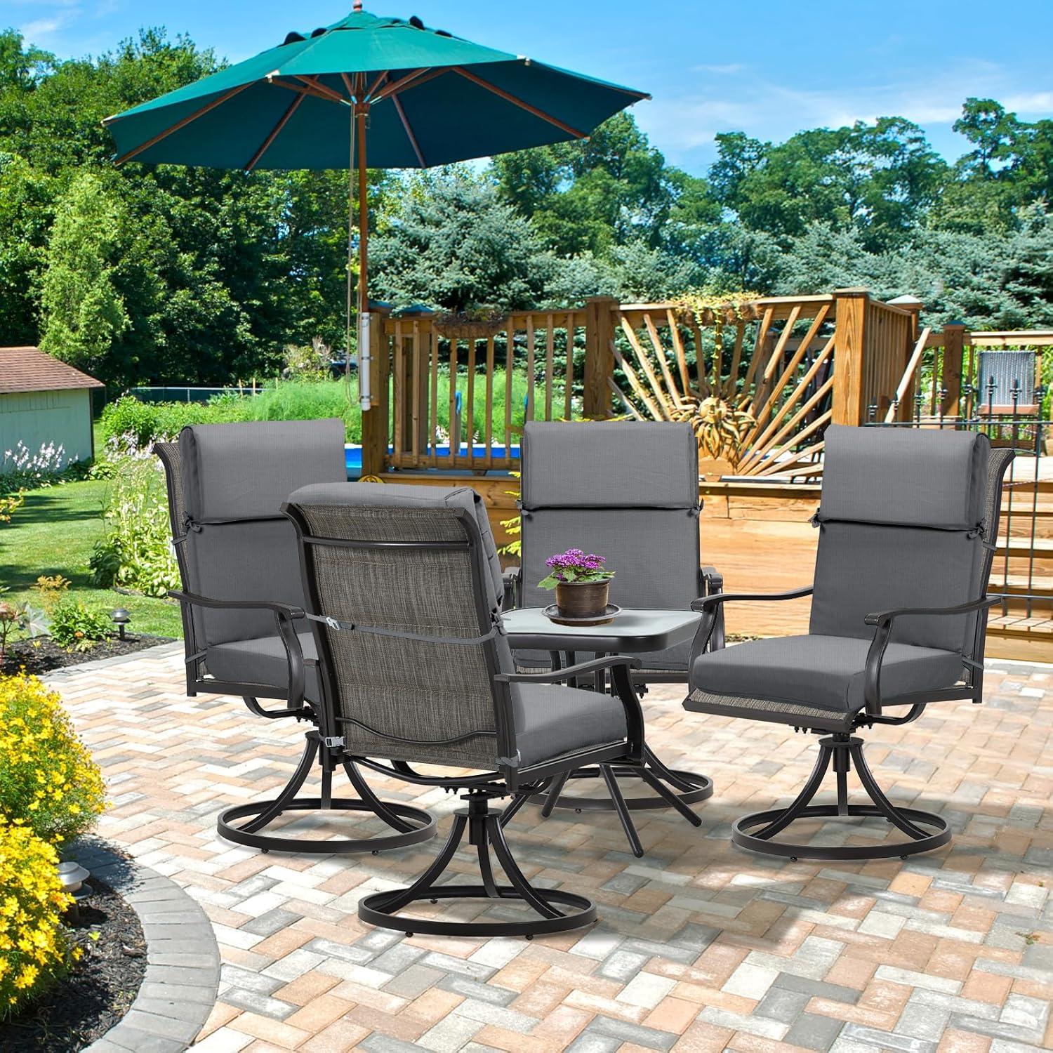 20.5 in. x 20.5 in. Outdoor High Back Chair Cushion with Adjustable Buckles and Ties in Charcoal Black (4-Pack)