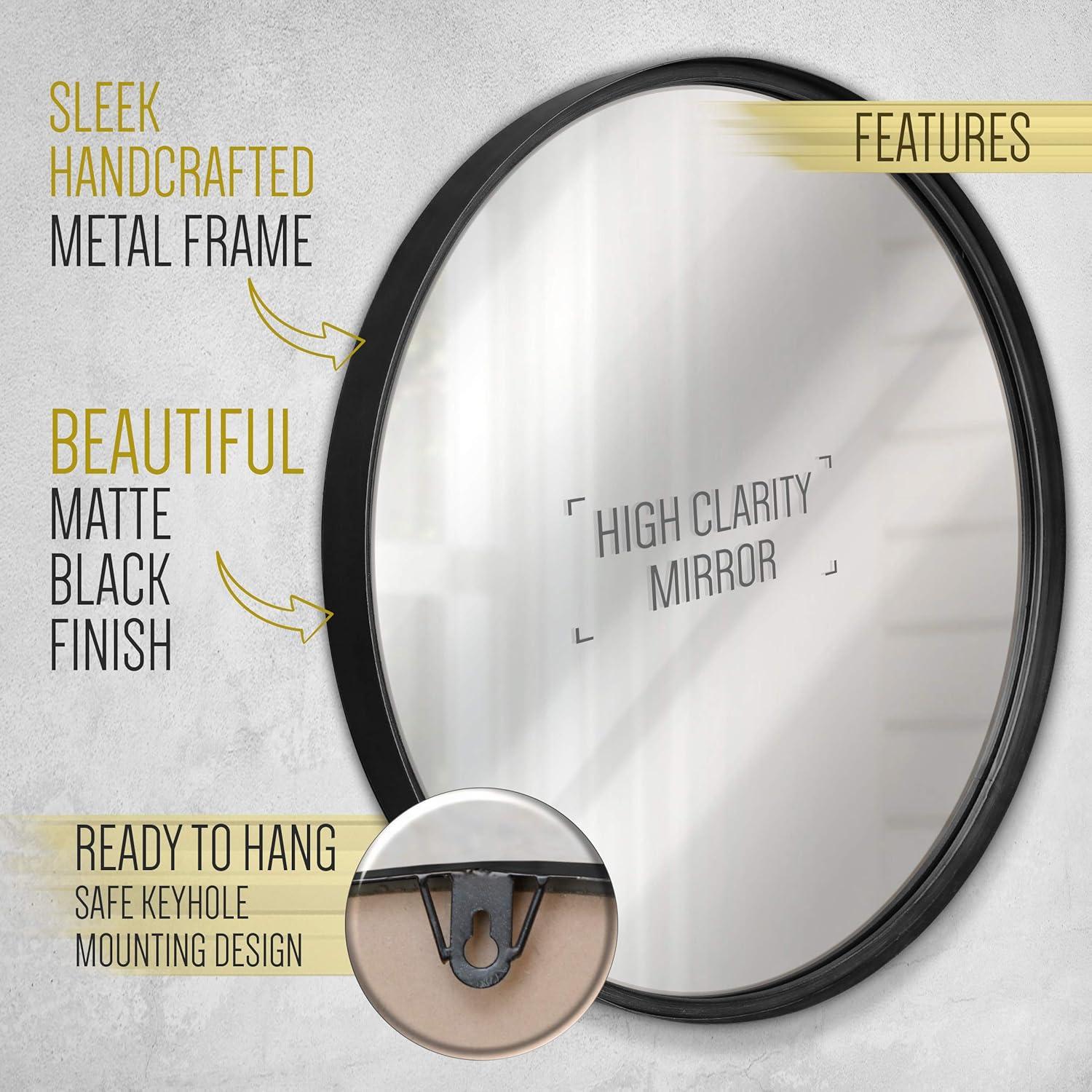 HBCY Creations Black Circle Wall Mirror 30 Inch Black Round Wall Mirror for Entryways, Washrooms, Living Rooms