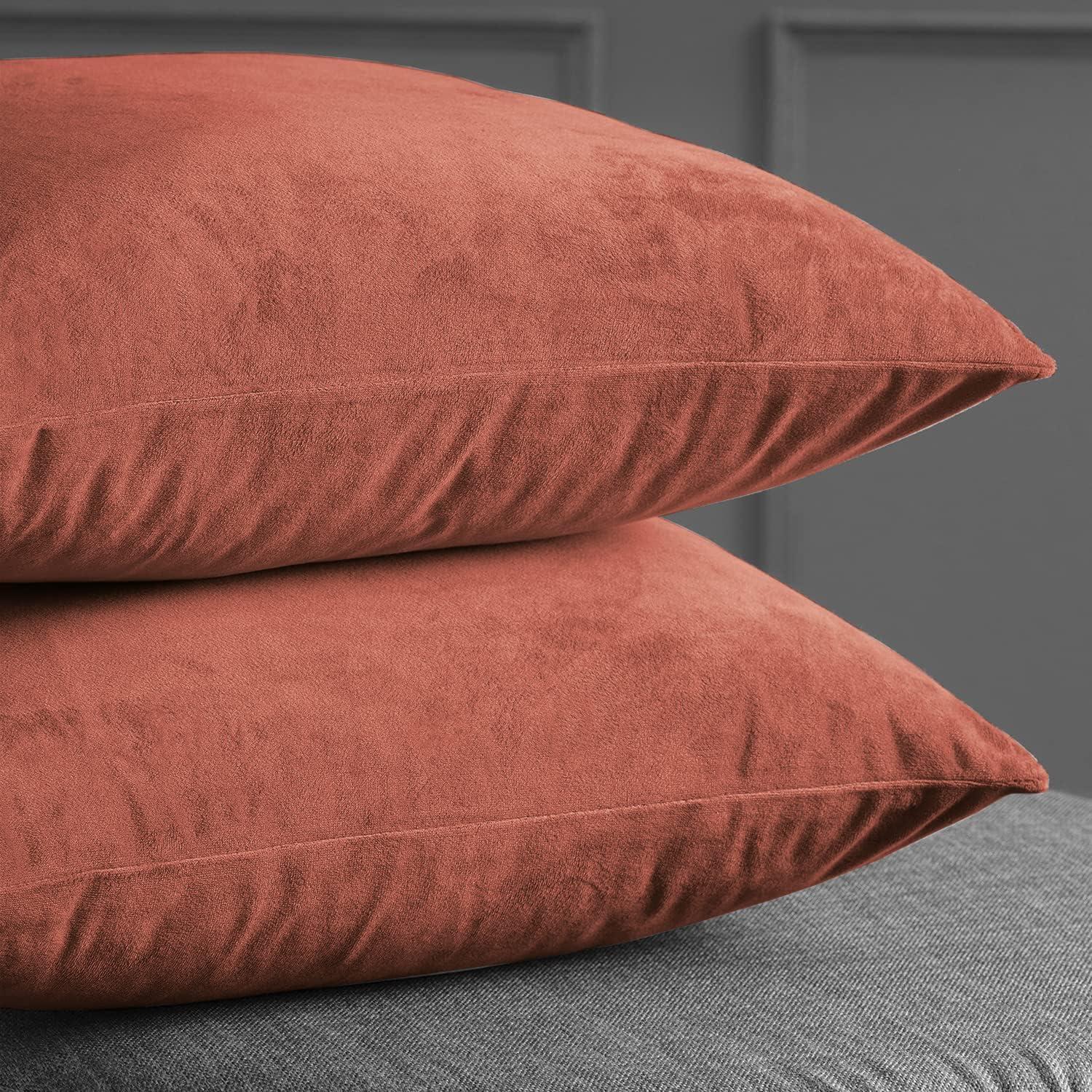 Exclusive Fabrics Signature Velvet Cushion Cover (Set of 2) Crimson Rust