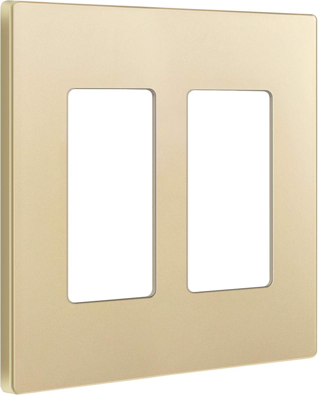 ENERLITES Elite Series Screwless Decorator Wall Plate Child Safe Outlet Cover, Gloss Finish, Size 2-Gang 4.68" H x 4.73" L, Unbreakable Polycarbonate Thermoplastic, SI8832-GD, Gold