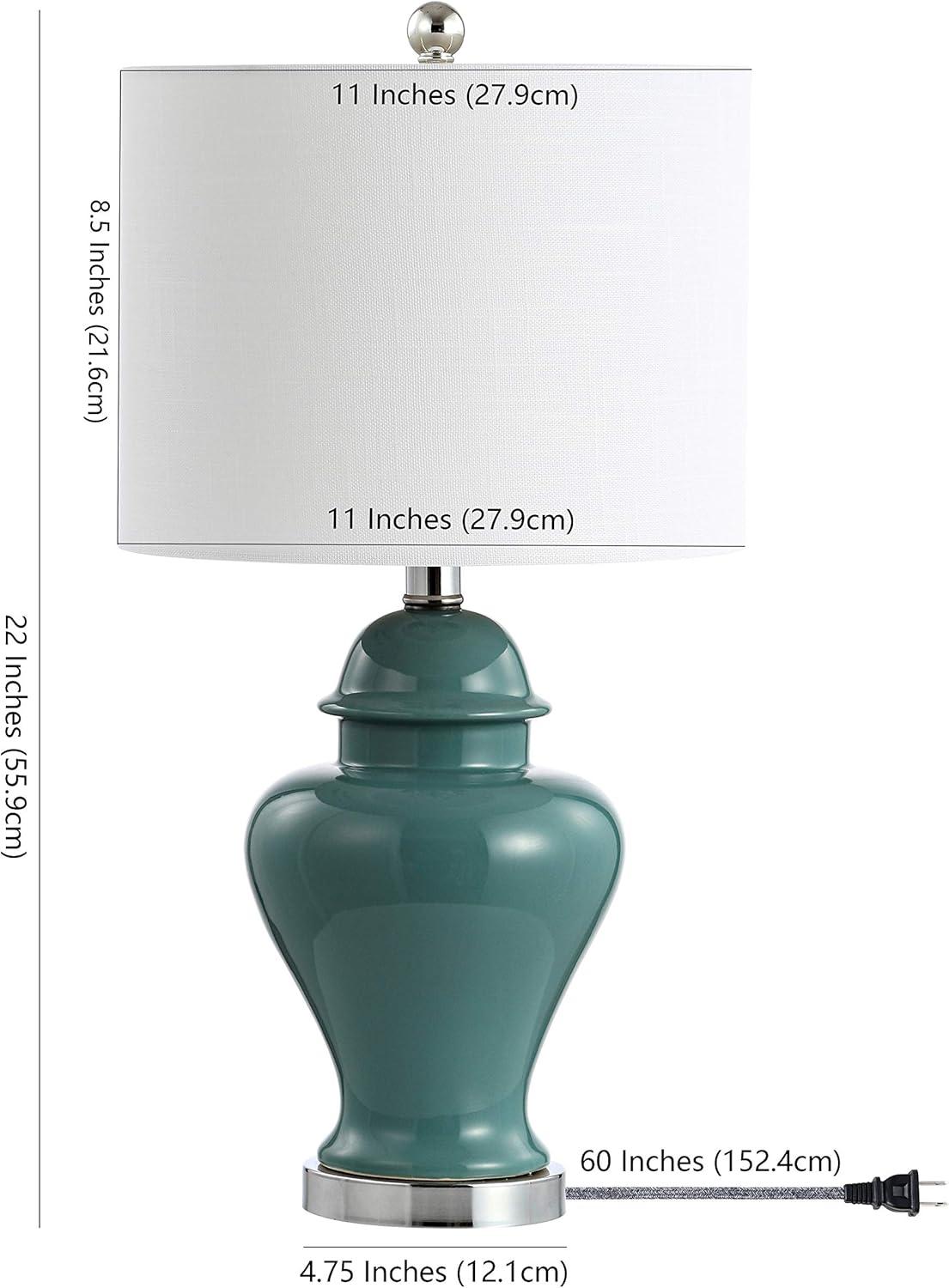 JONATHAN Y Qin 22" Ceramic/Iron Classic Cottage LED Table Lamp, Jade Green
