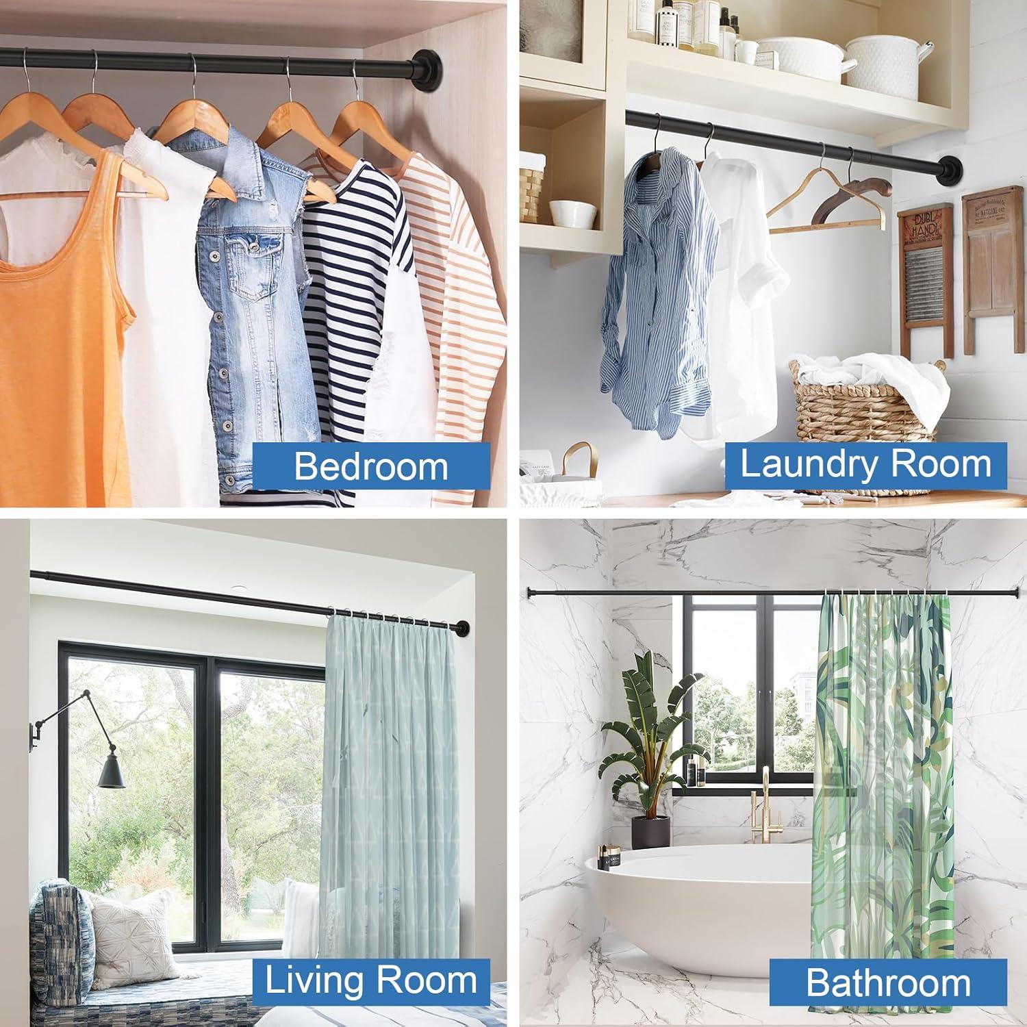 The Shower Curtain Rod, Adjustable 32-89 Inch Spring Tension Shower Rods.