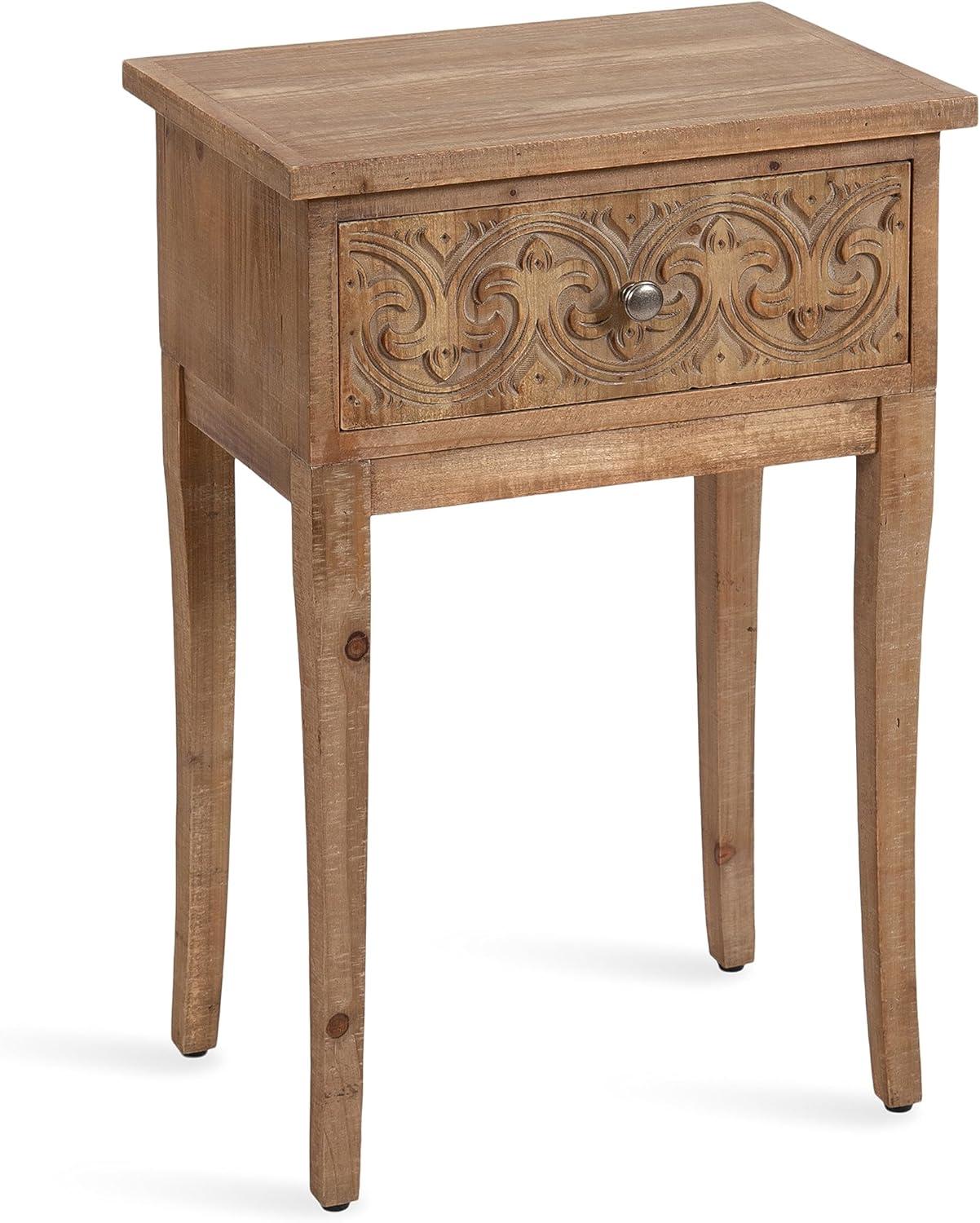 Kate and Laurel Cassetta Rectangle Wood Side Table, 19x14x28, Rustic Brown