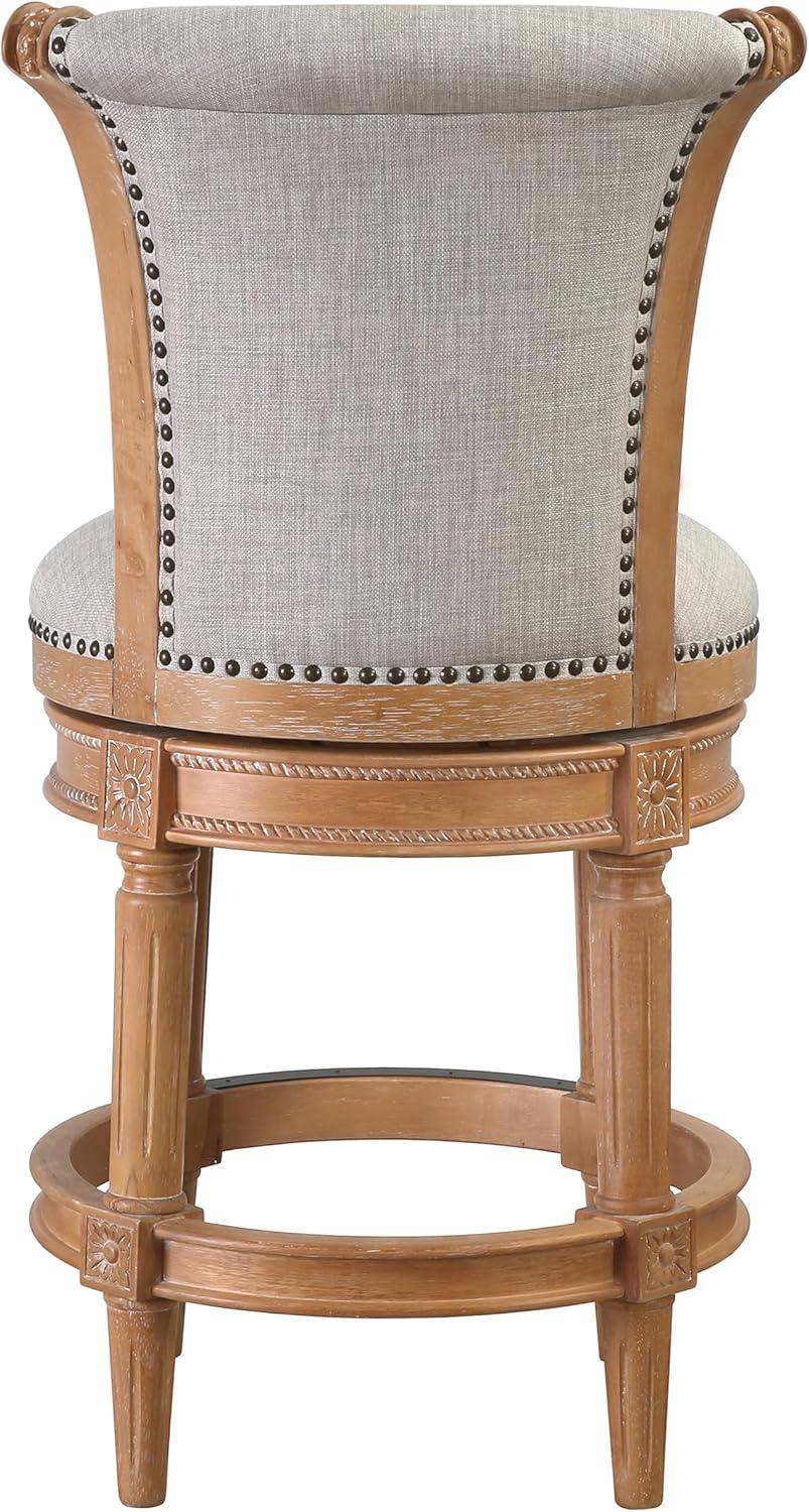 Chapman 26in. Counter-Height Wood Swivel Barstool with Back- Weathered Natural