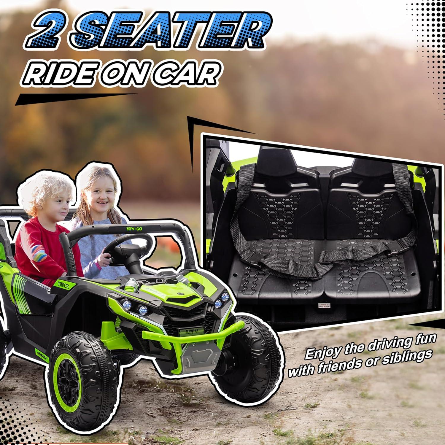 Qaba 24V 7AH Ride on Car, 2 Seater 4MPH Ride on UTV Battery Powered Toy Car