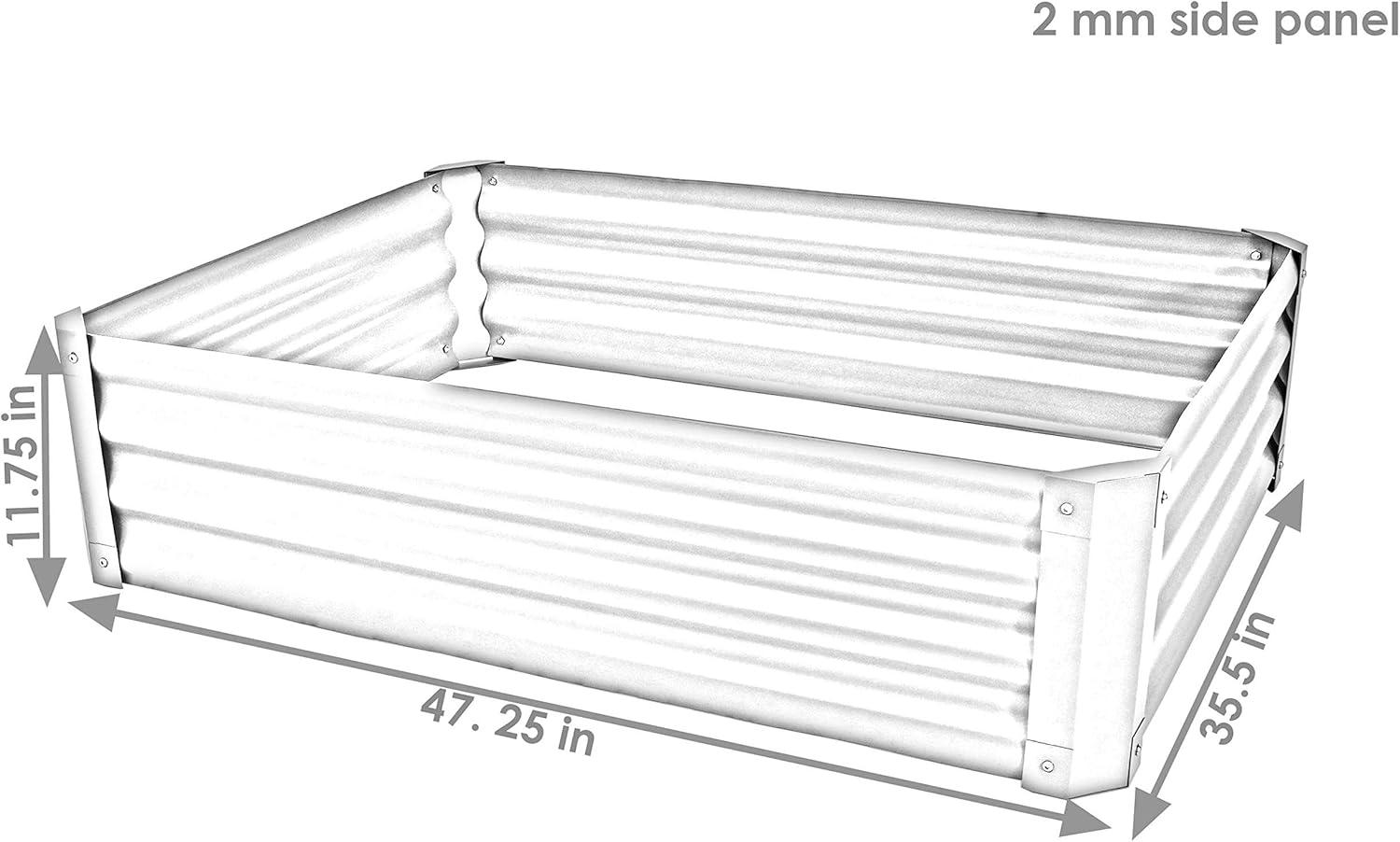 Sunnydaze Raised Powder-Coated Steel Rectangle Garden Bed Kit for Plants, Flowers, Herbs and Vegetables - 47" W x 11" Deep - Brown