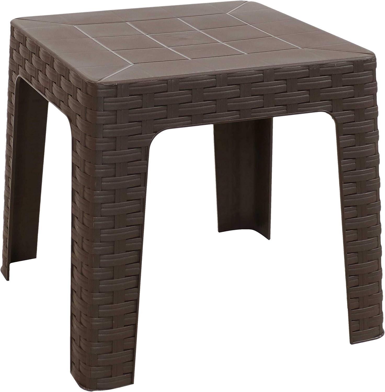 Sunnydaze 18" Square Polypropylene Indoor/Outdoor Patio Side Table, Brown