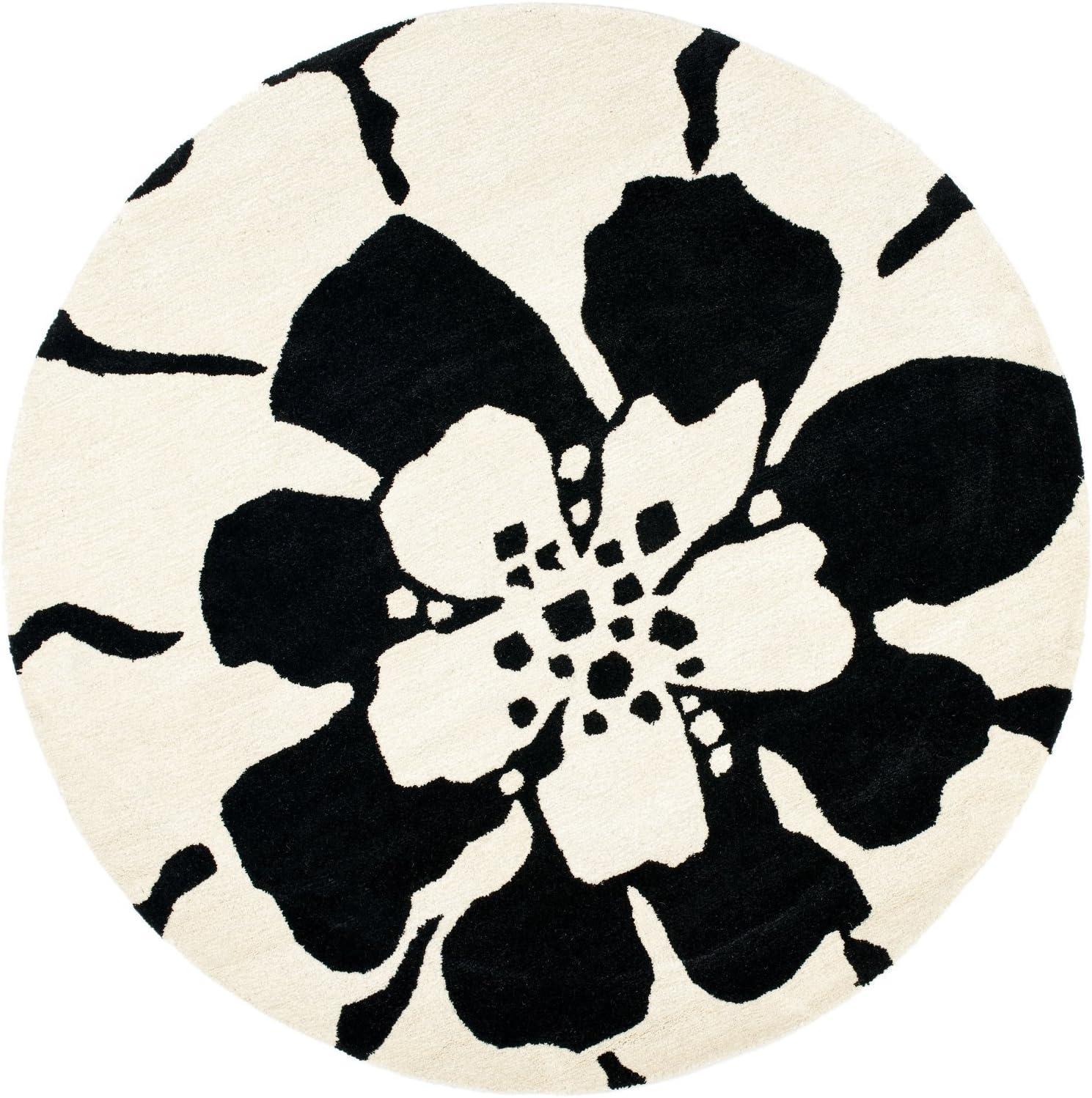 SAFAVIEH Soho Kelly Floral Wool Area Rug, Black/White, 5' x 8'