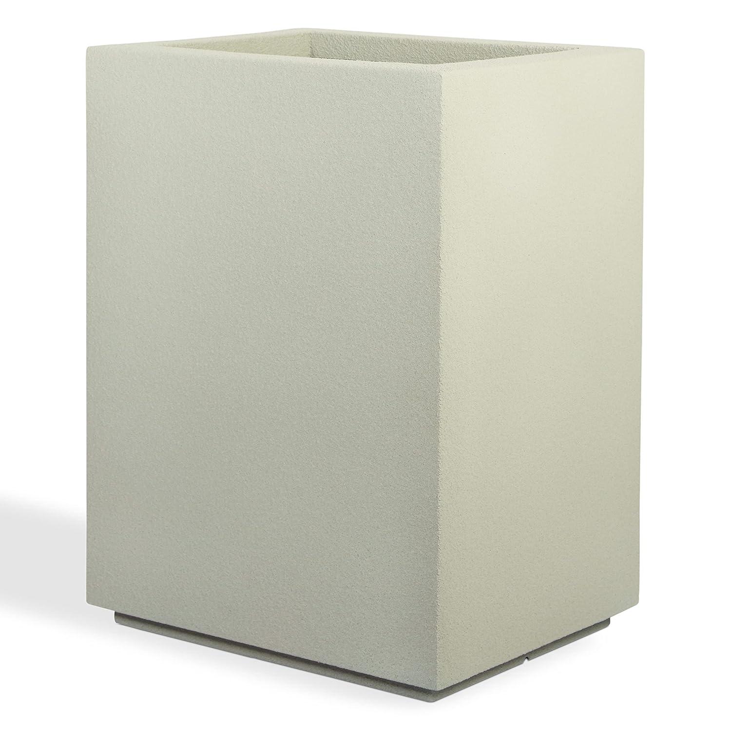 Greige Polystone Tall Rectangular Planter 23"L x 18"W x 30"H for Outdoor & Indoor