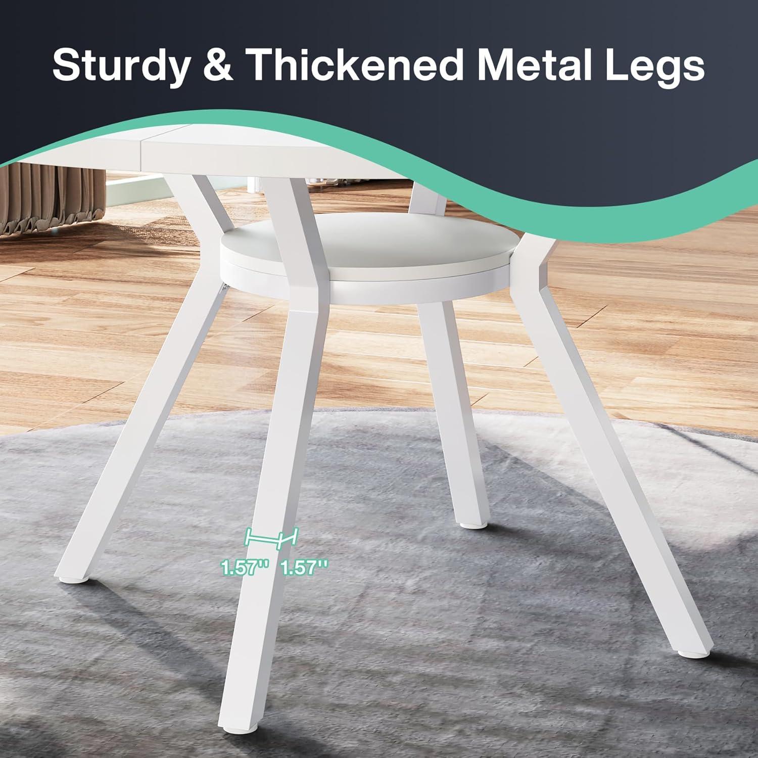 Tribesigns 47 Inch Round Dining Table, Modern Kitchen Table for 4, Small Dinner Table for Dining Room, Living Room, White (Only Table)