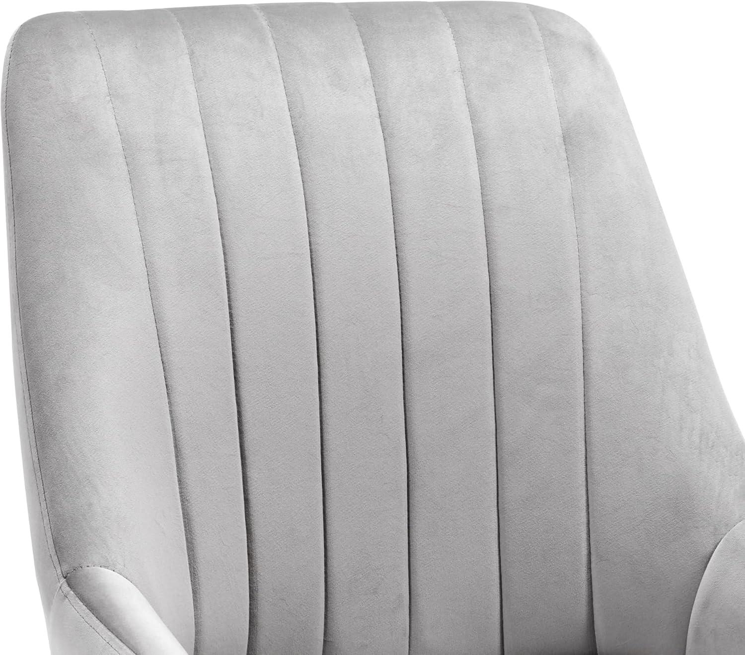 Set of 2 Gray Velvet Upholstered Dining Chairs with Metal Legs