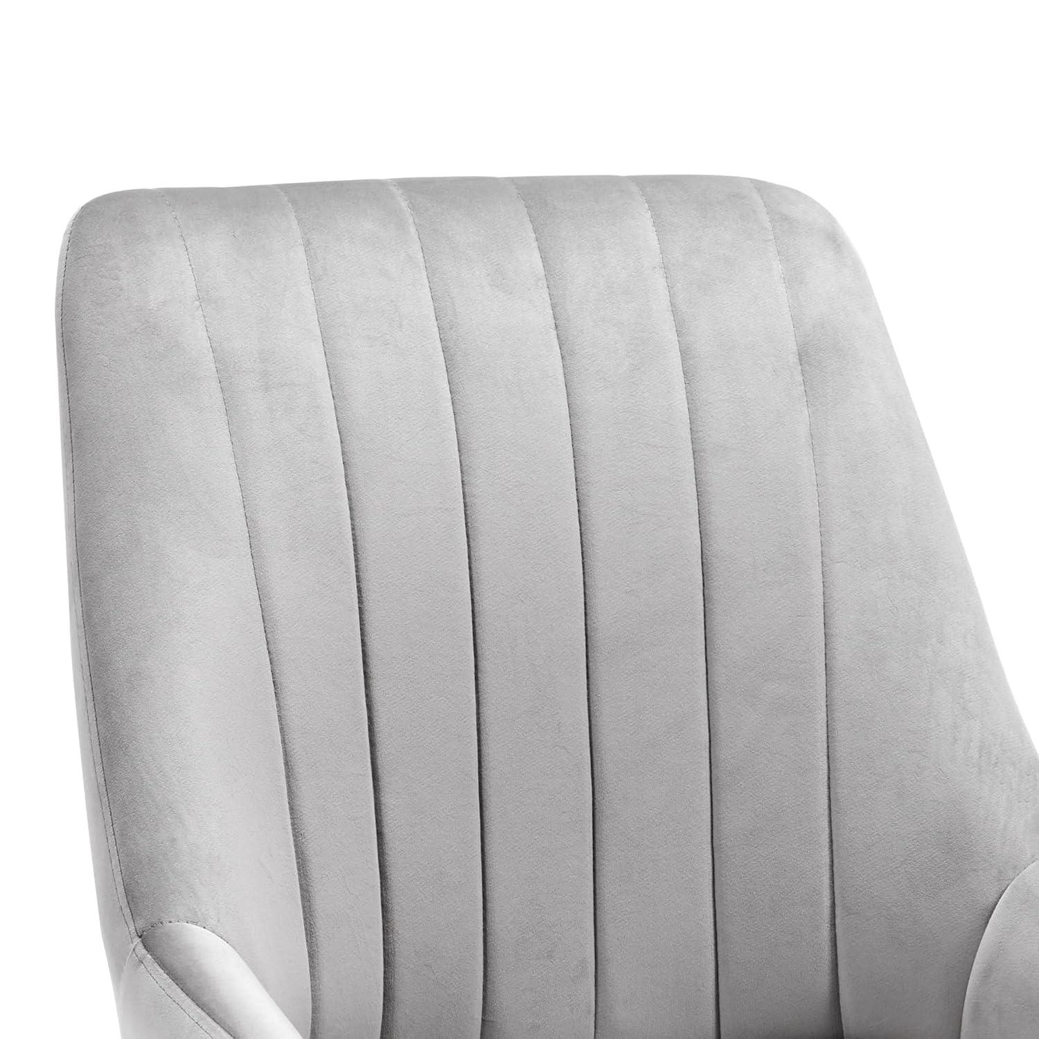 Set of 2 Gray Velvet Upholstered Dining Chairs with Metal Legs