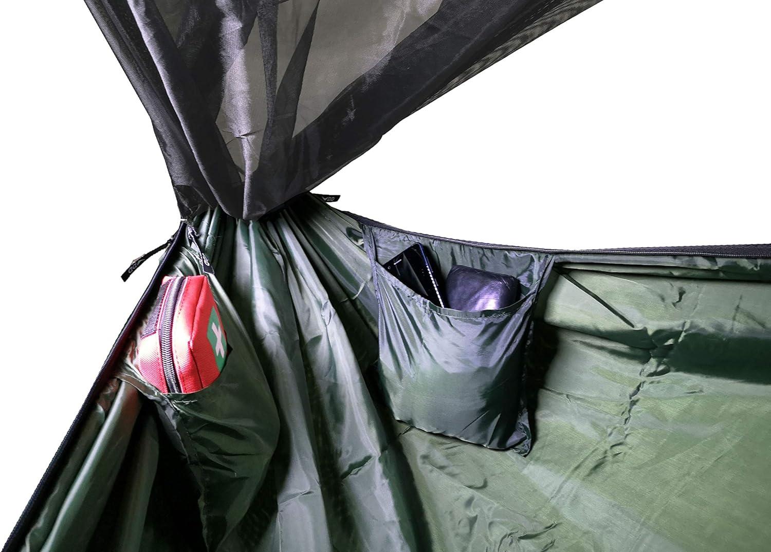DD Hammocks Frontline Hammock - Olive Green - Portable Lightweight Camping Jungle Hammock with Mosquito Net for Outdoor Backpacking & Hiking