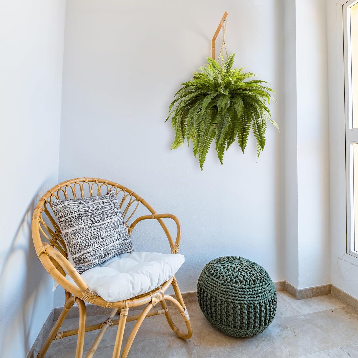 Nearly Natural Green Plastic Fern Hanging Basket