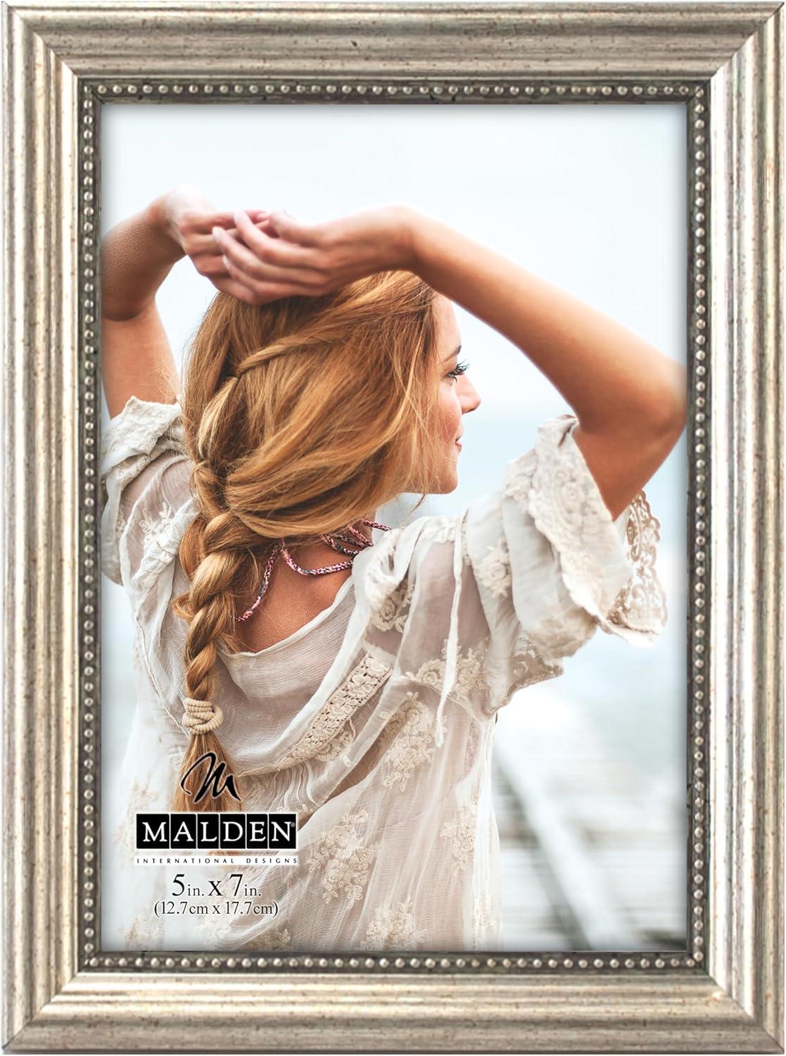 Classic Silver Beaded Wood Picture Frame, 5x7