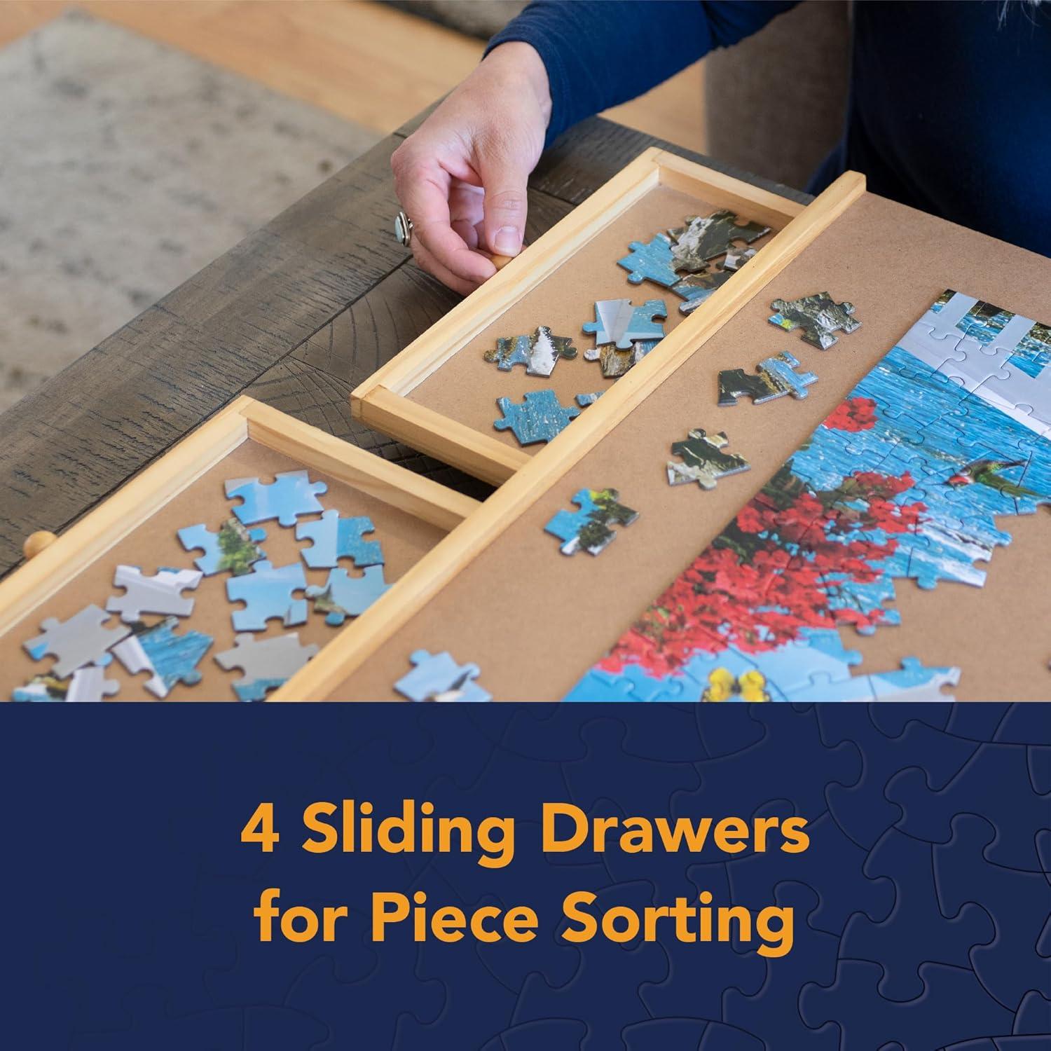 Bits And Pieces Standard 1000 Piece Puzzle Plateau w/ Storage Drawers, 30"