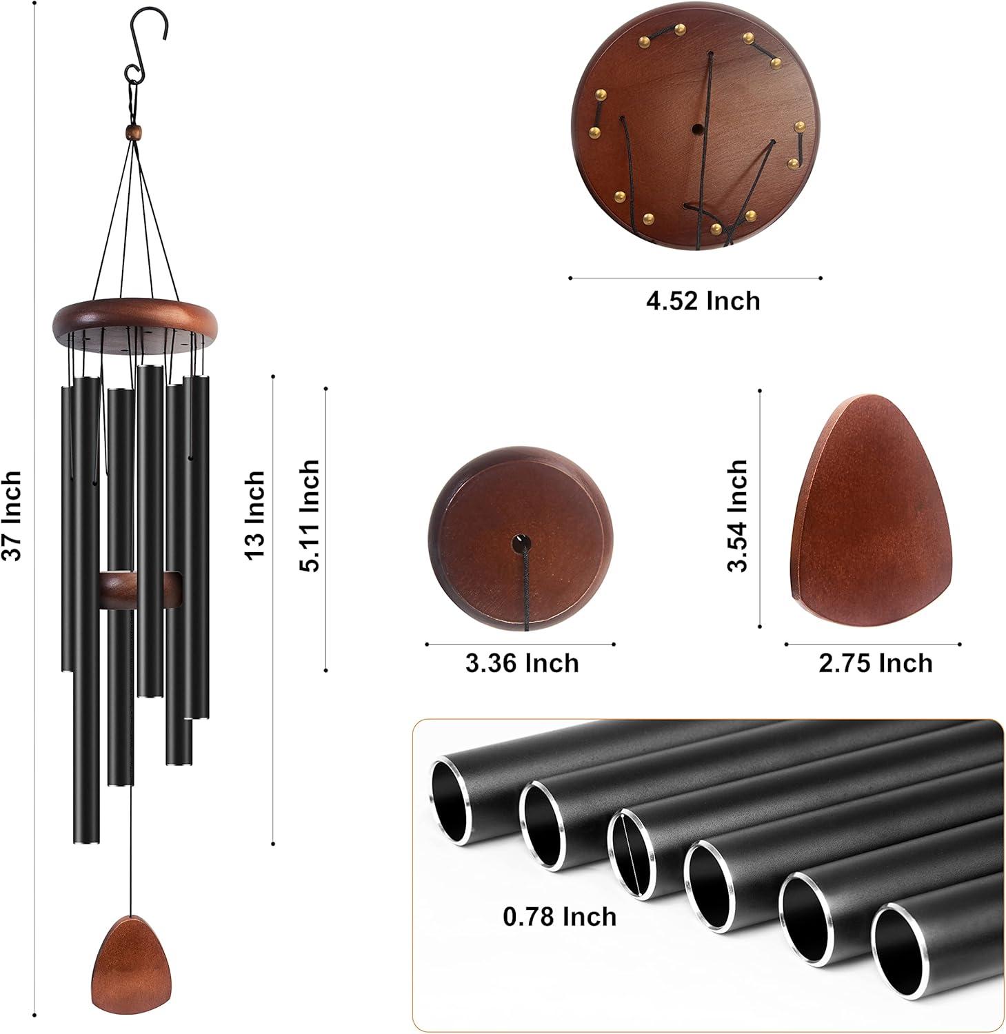 Large Aluminium Wind Chimes 37 Inches to Create a Zen Atmosphere Suitable for Outdoor, Garden, Patio Decoration. Classic Wind Chimes with Wind