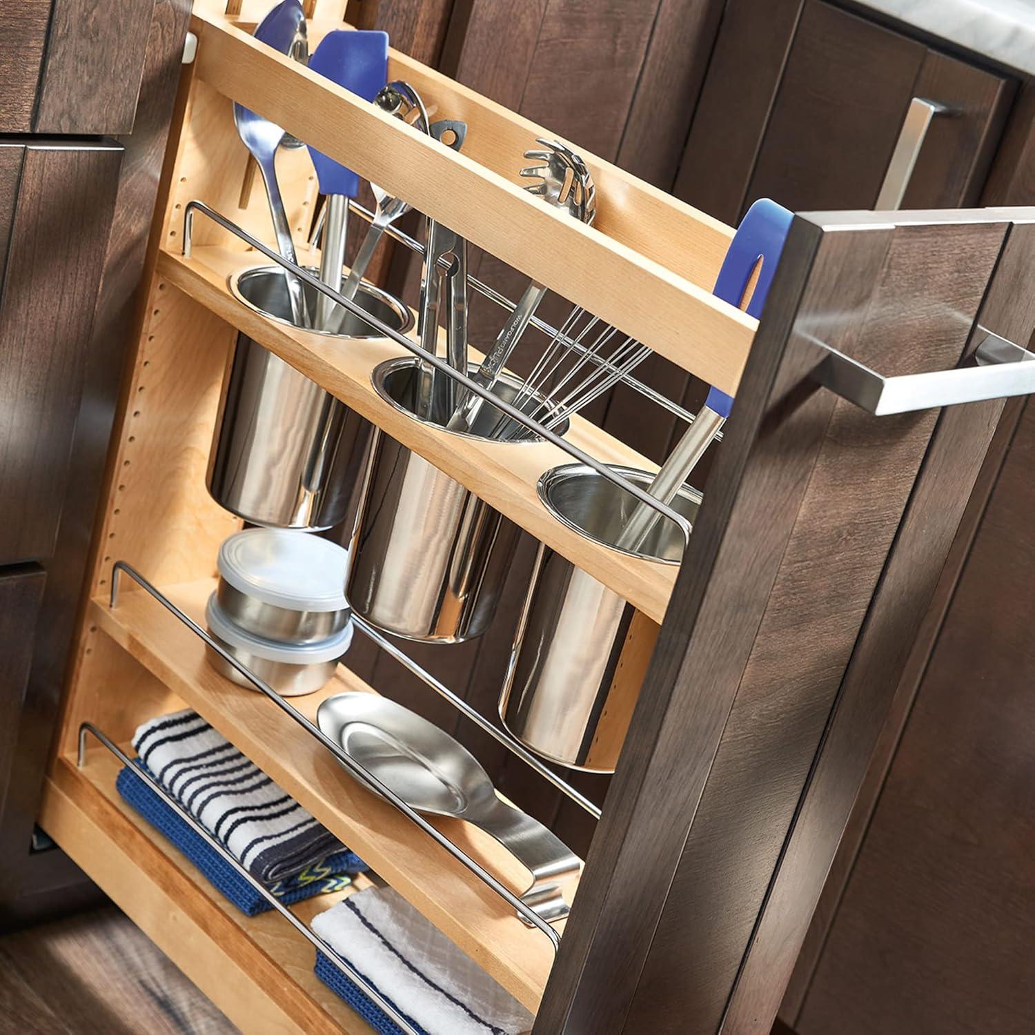 Rev-A-Shelf 448UT-BCSC 448UT Series Kitchen Utensil Pull Out Cabinet Organizer with Shelves and Soft-Close Slides for Kitchen Base Cabinets