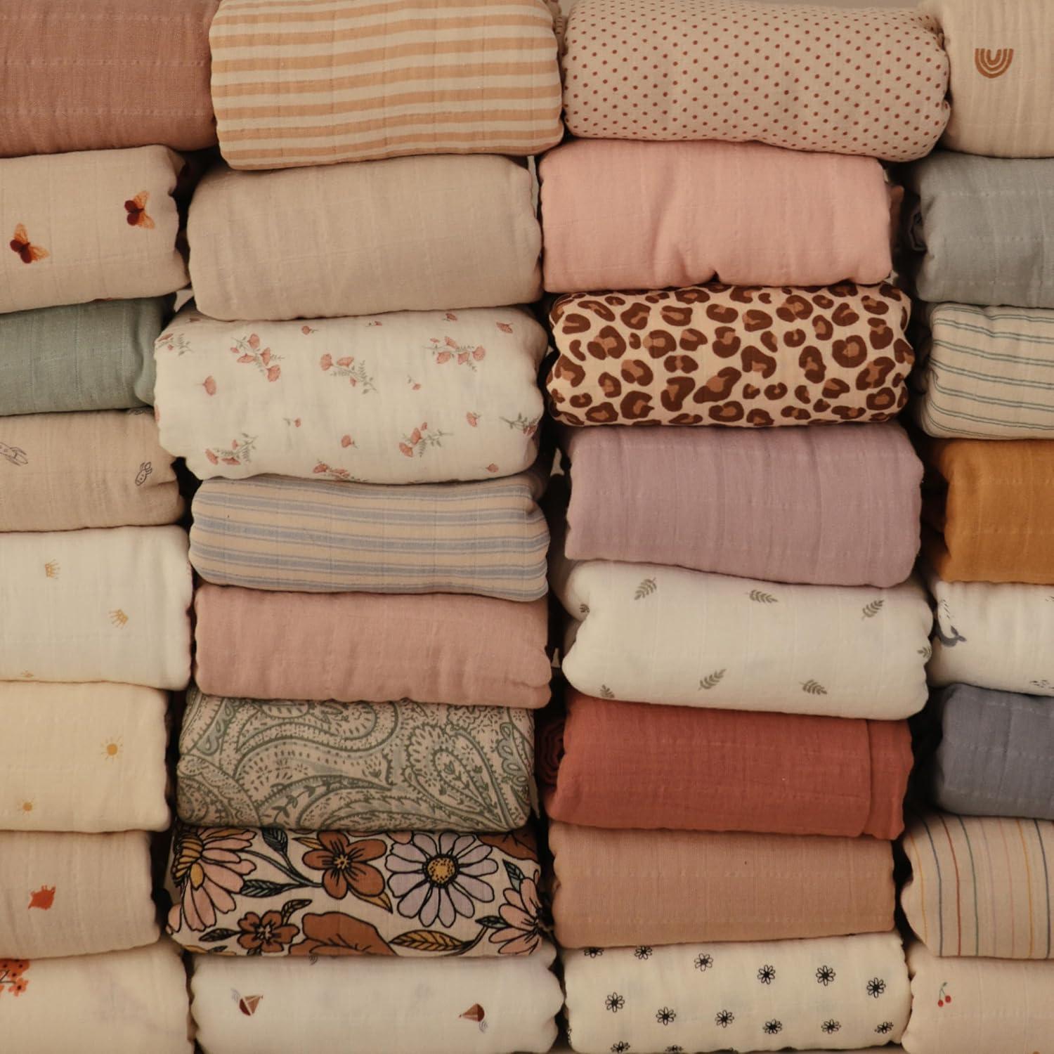 Organic Cotton Muslin Swaddle Blanket Natural Stripe One Size