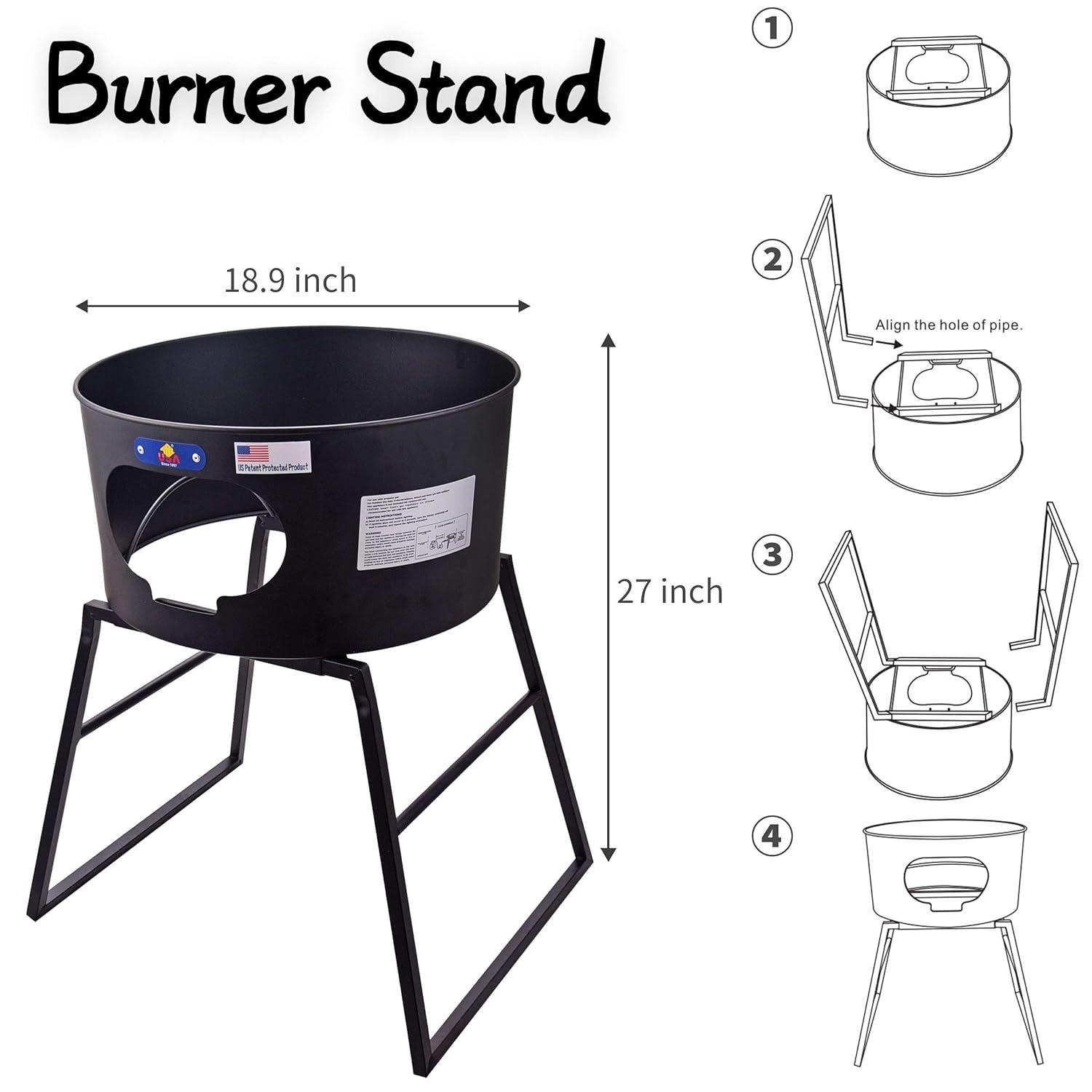 ARC ARC 23" Stainless Steel Concave Comal Set, 30,000 BTU Propane Burner and Stand, Discada Disc Cooker.