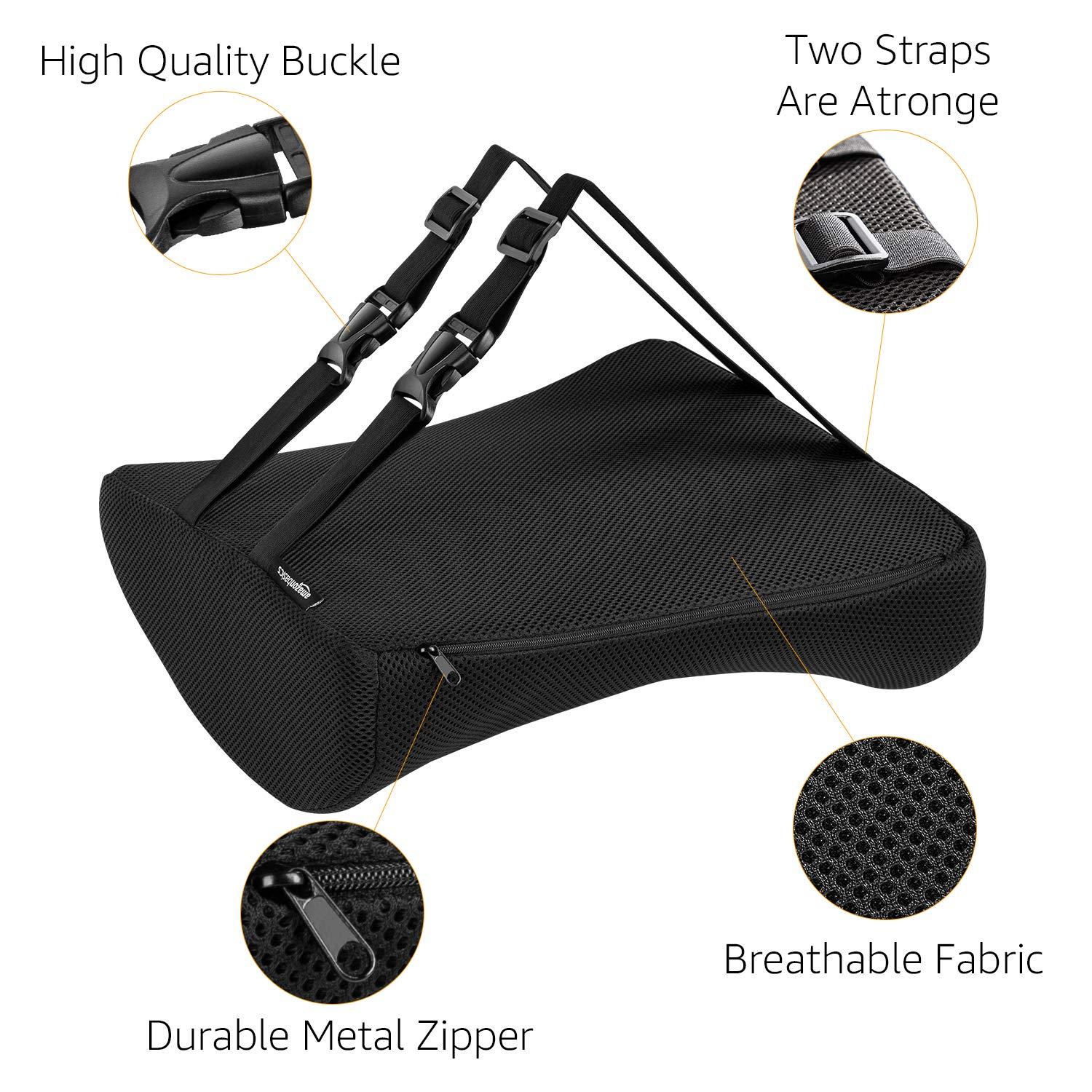 Amazon Basics Comfortable Seat Cushion & Lumbar Support for Office Chairs, Memory Foam, Black