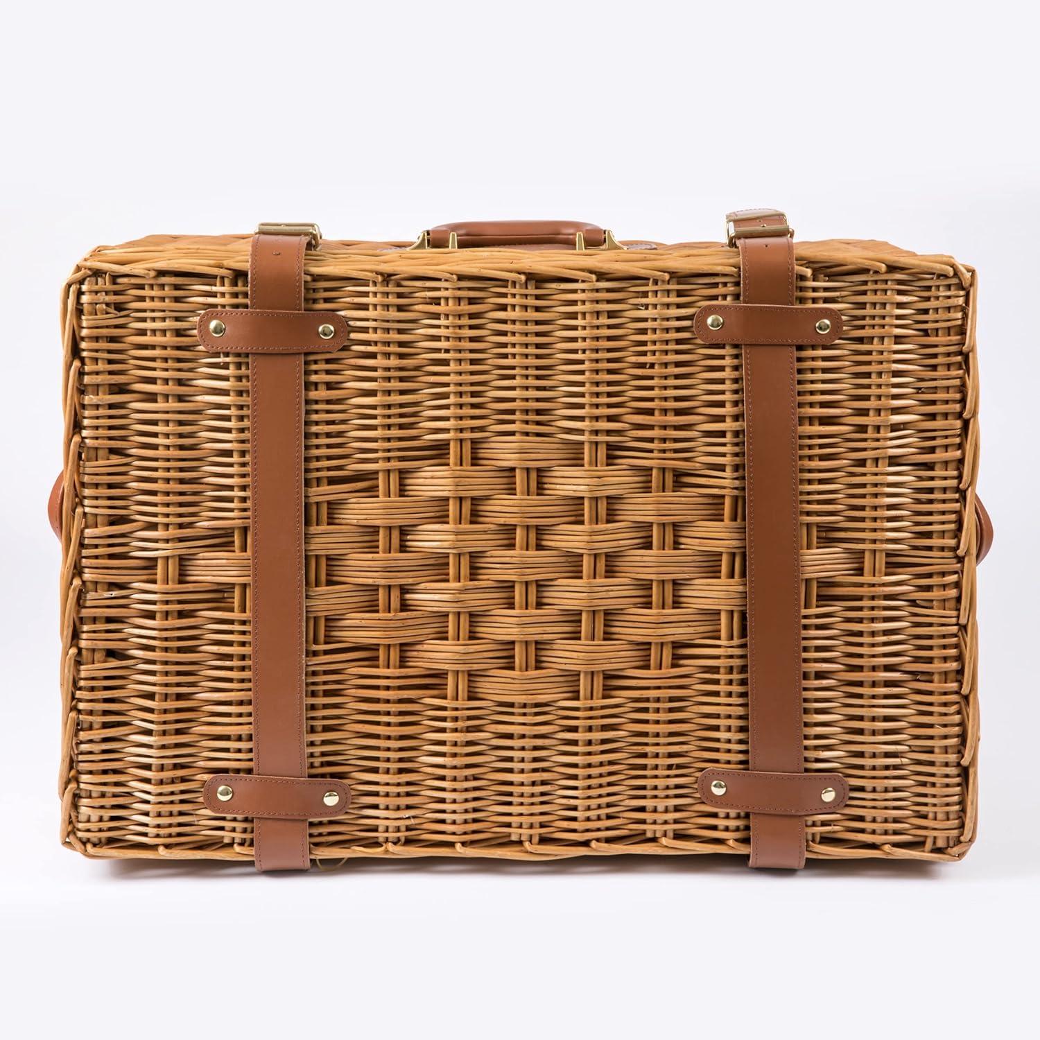 Picnic Time Windsor Luxury Large Wicker Picnic Basket with Picnic