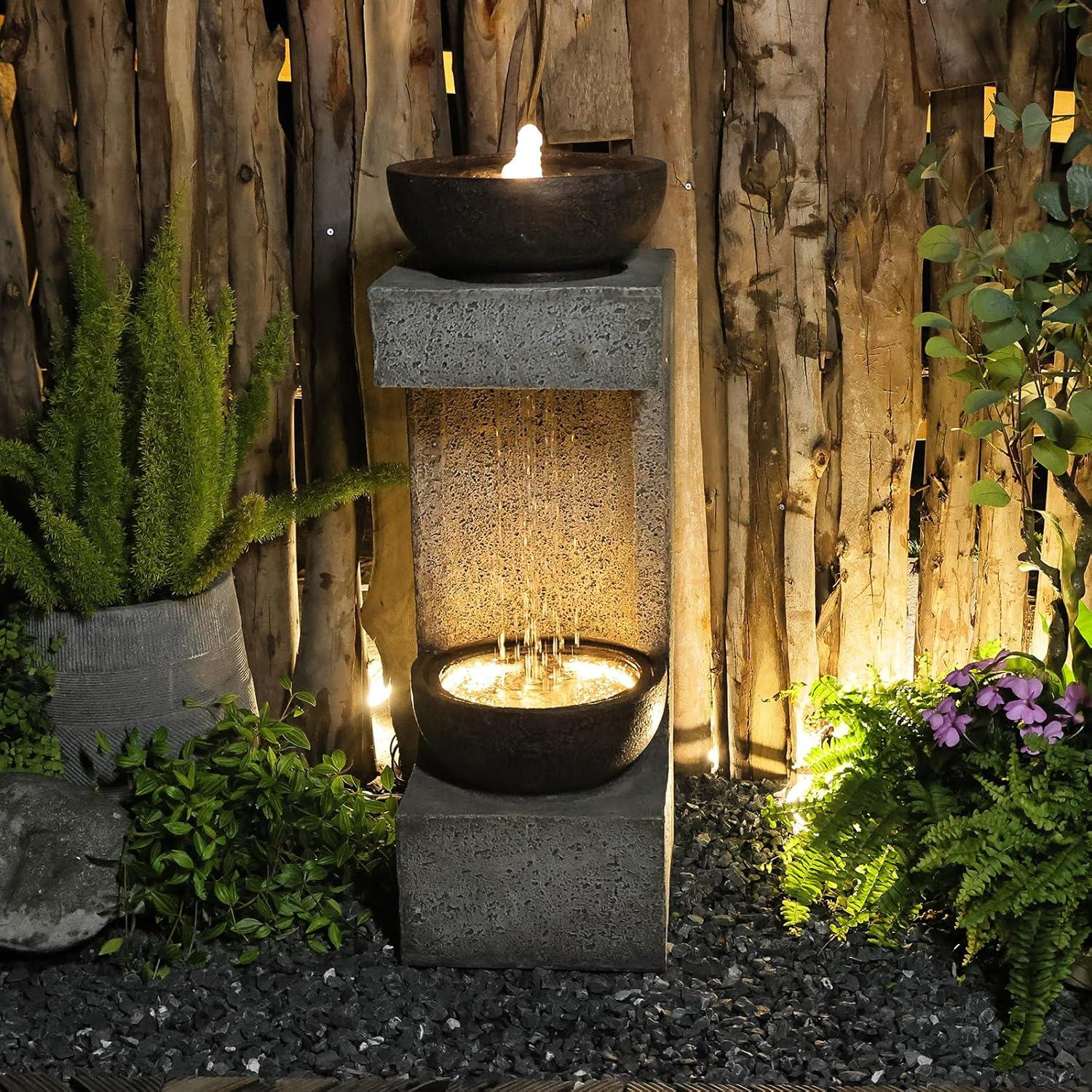 Dakota Fields 53 Inches 4 Tiered Floor Standing Outdoor Water Fountains and Waterfalls for Garden
