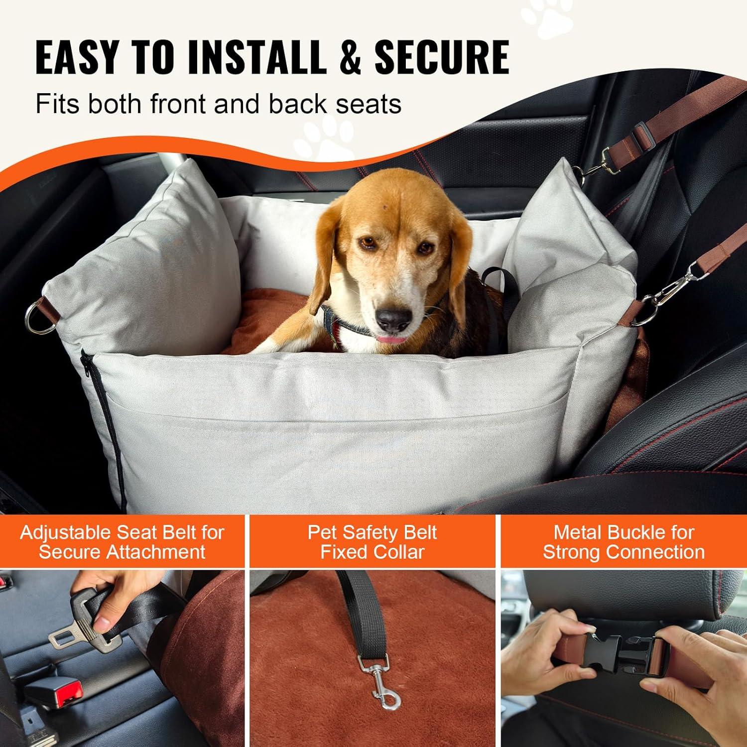 VEVOR Dog Booster Car Seat Pet Car Seat for Small Dog up to 25lbs