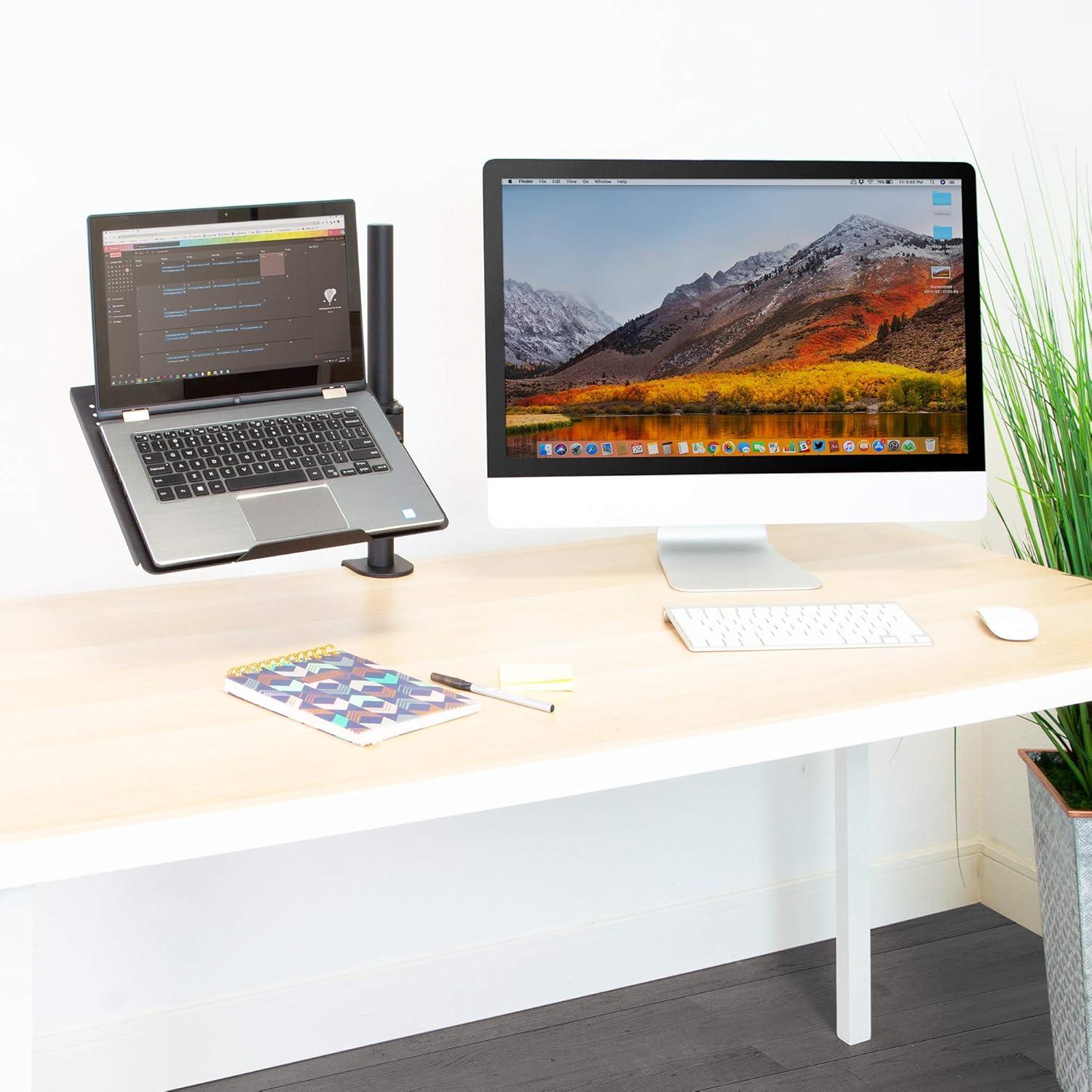 Mount-it Mount-It Height Adjustable Laptop Desk Stand with Articulating Vented Laptop Tray Mount & C-Clamp