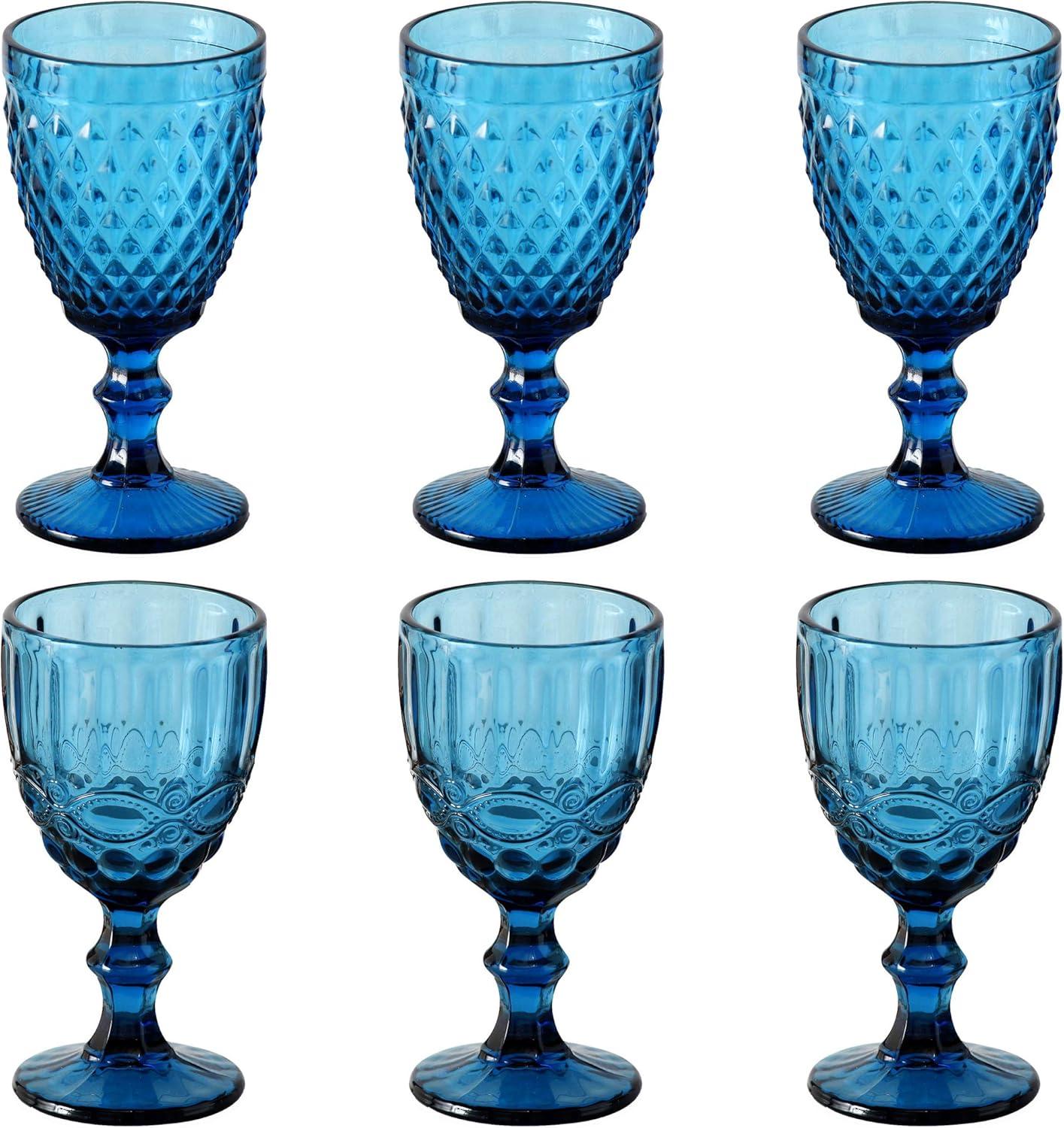 WHW 300 ml Vintage Tactile Pattern Wine Goblets (Set of 6)