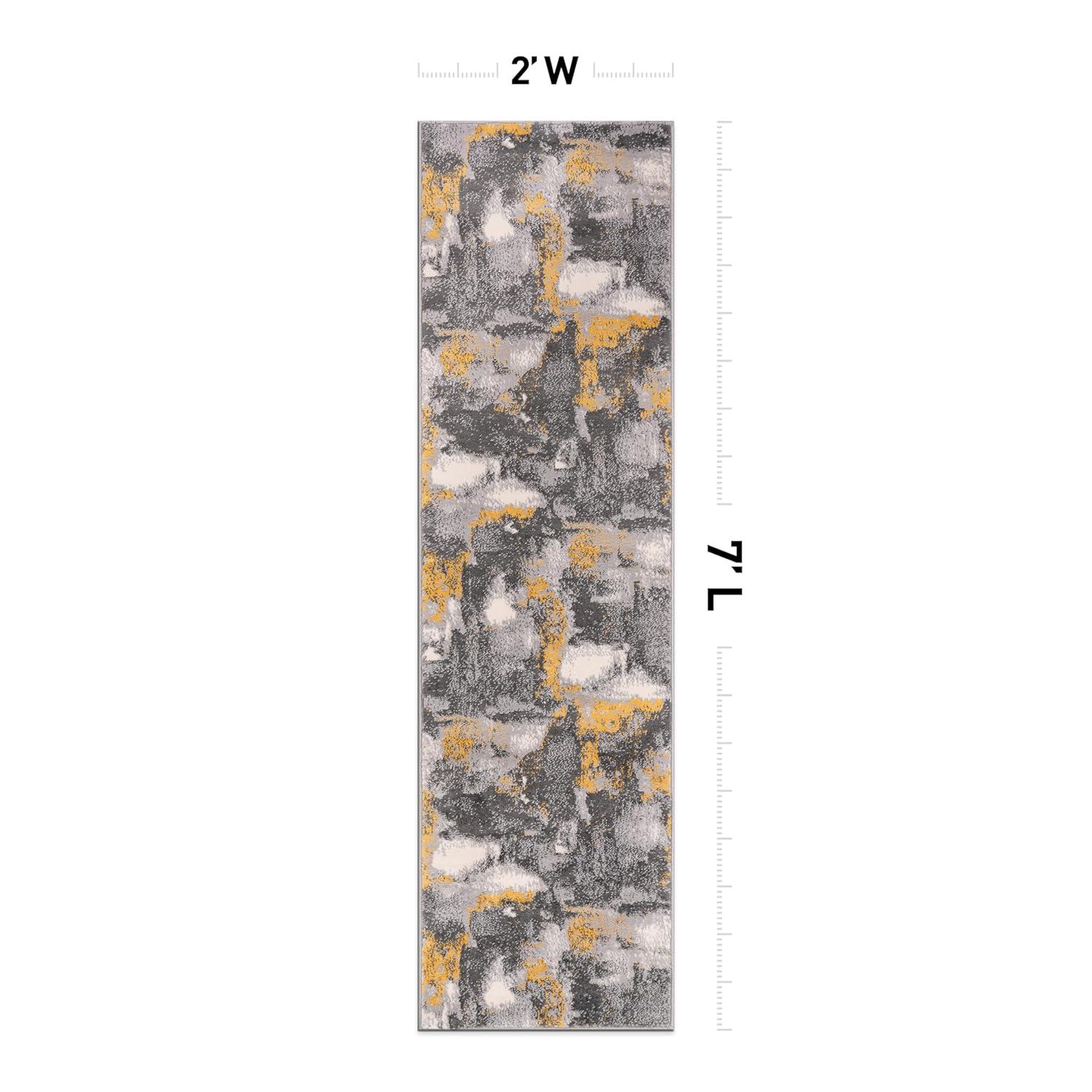 World Rug Gallery Brighton Modern Abstract Door Mat - Yellow 2'x3':  Stain & Fade-Resistant,  Low Pile,  Indoor Use