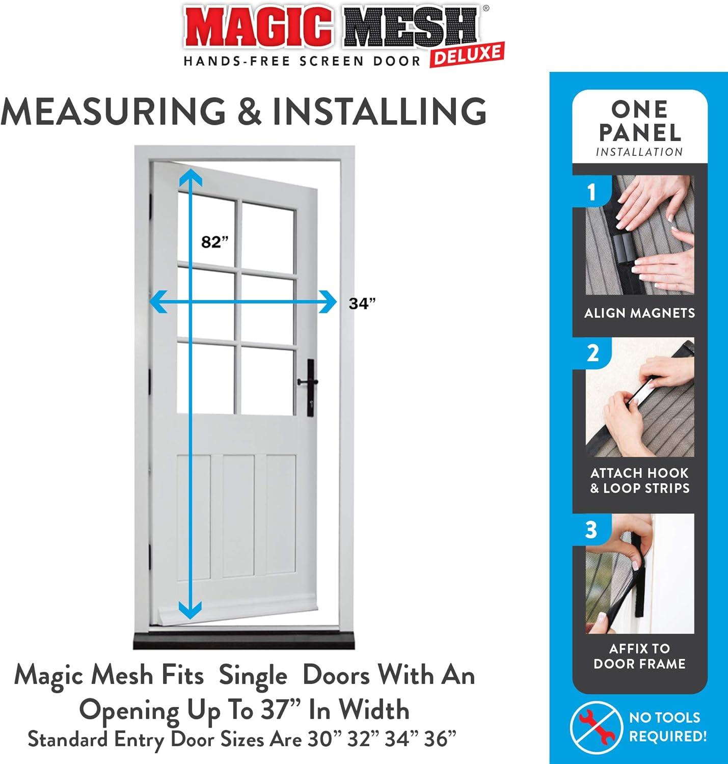 Magic Mesh Deluxe Hands Free Magnetic Screen Door 83" x 39" Black