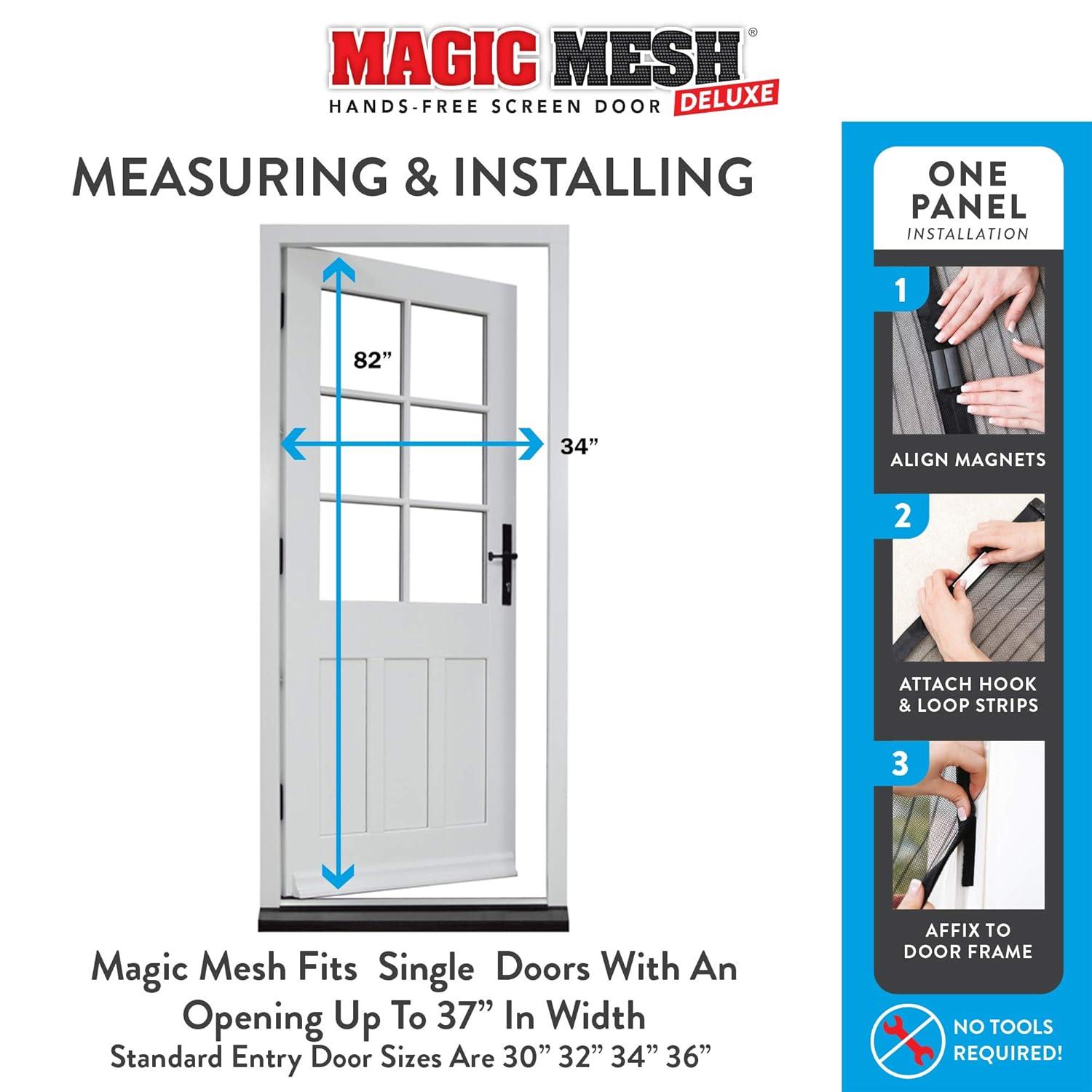 Magic Mesh Deluxe Hands Free Magnetic Screen Door 83" x 39" Black