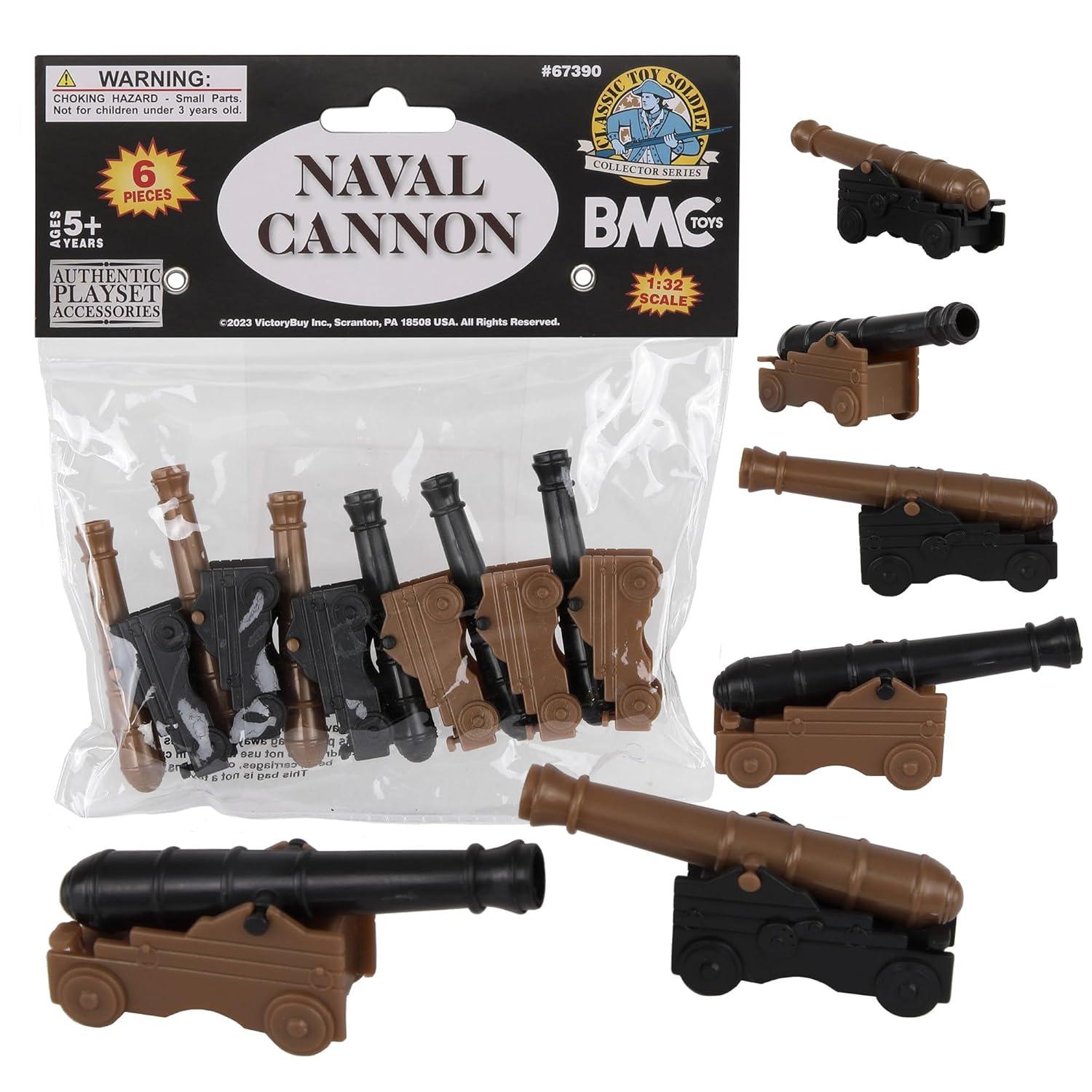 BMC CTS Naval Cannon Artillery - 6pc Black & Bronze Plastic Army Men Accessories