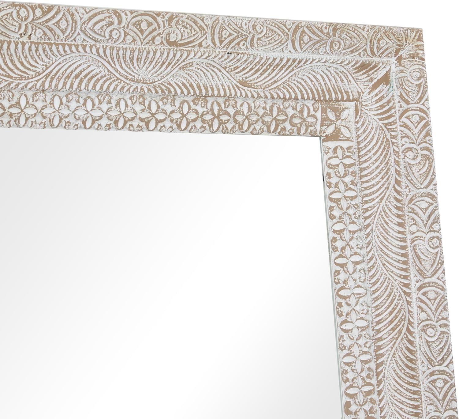 Elegant Traditional 71'' Full-Length Brown Wood Framed Mirror