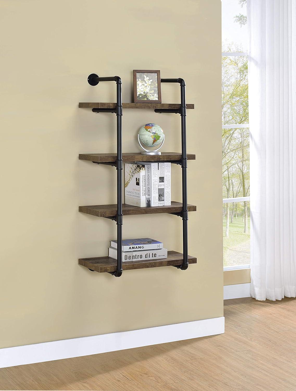 24" Elmcrest 4 Shelf Wall Bookcase with Black Frame - Coaster