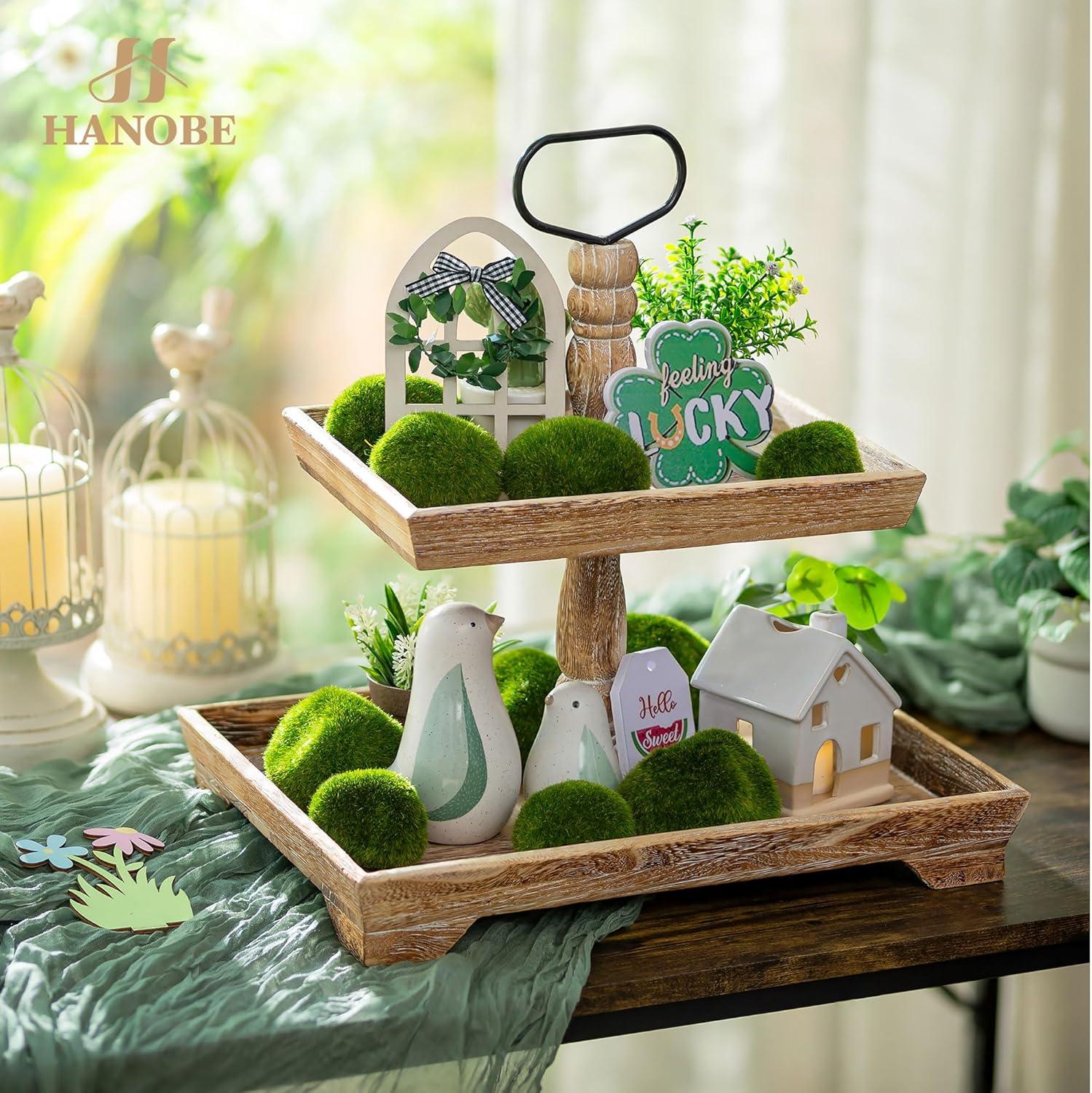 Ophelia & Co. Farmhouse Tiered Tray Stand: Rustic Wood 2 Tier Serving Tray Decor Two Rectangle Wooden For Kitchen Counter Centerpieces Coffee Bar Easter Fall Halloween Thanksgiving Christmas