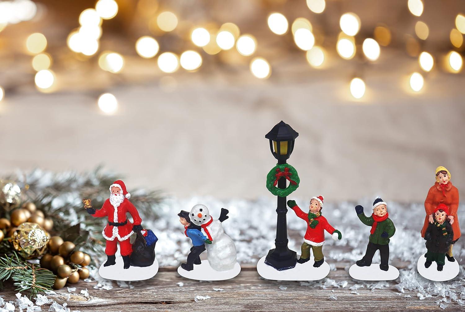 Hand-Painted Resin Christmas Village Figurine Set