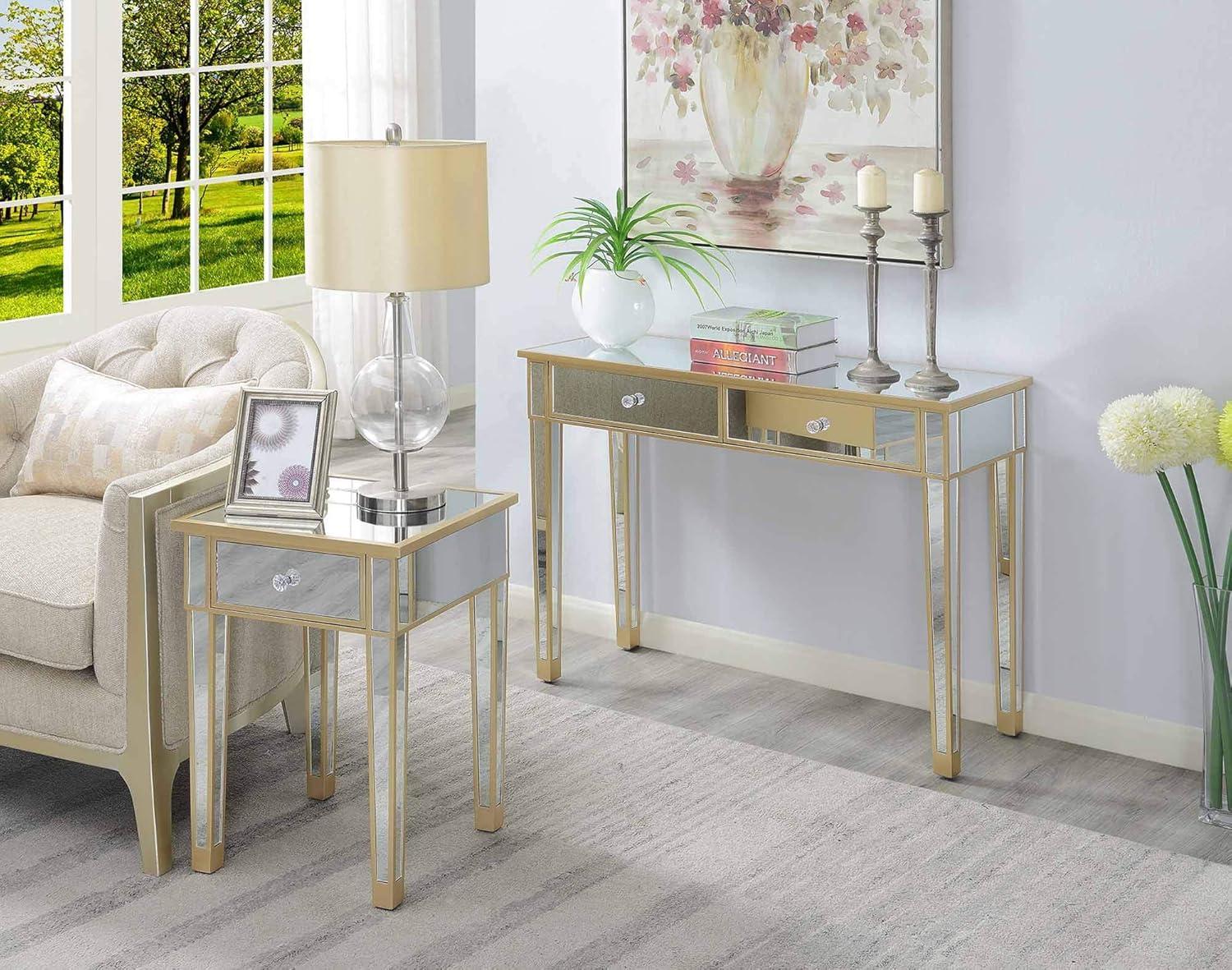 Convenience Concepts Gold Coast Mirrored End Table with Drawer, Multiple Colors